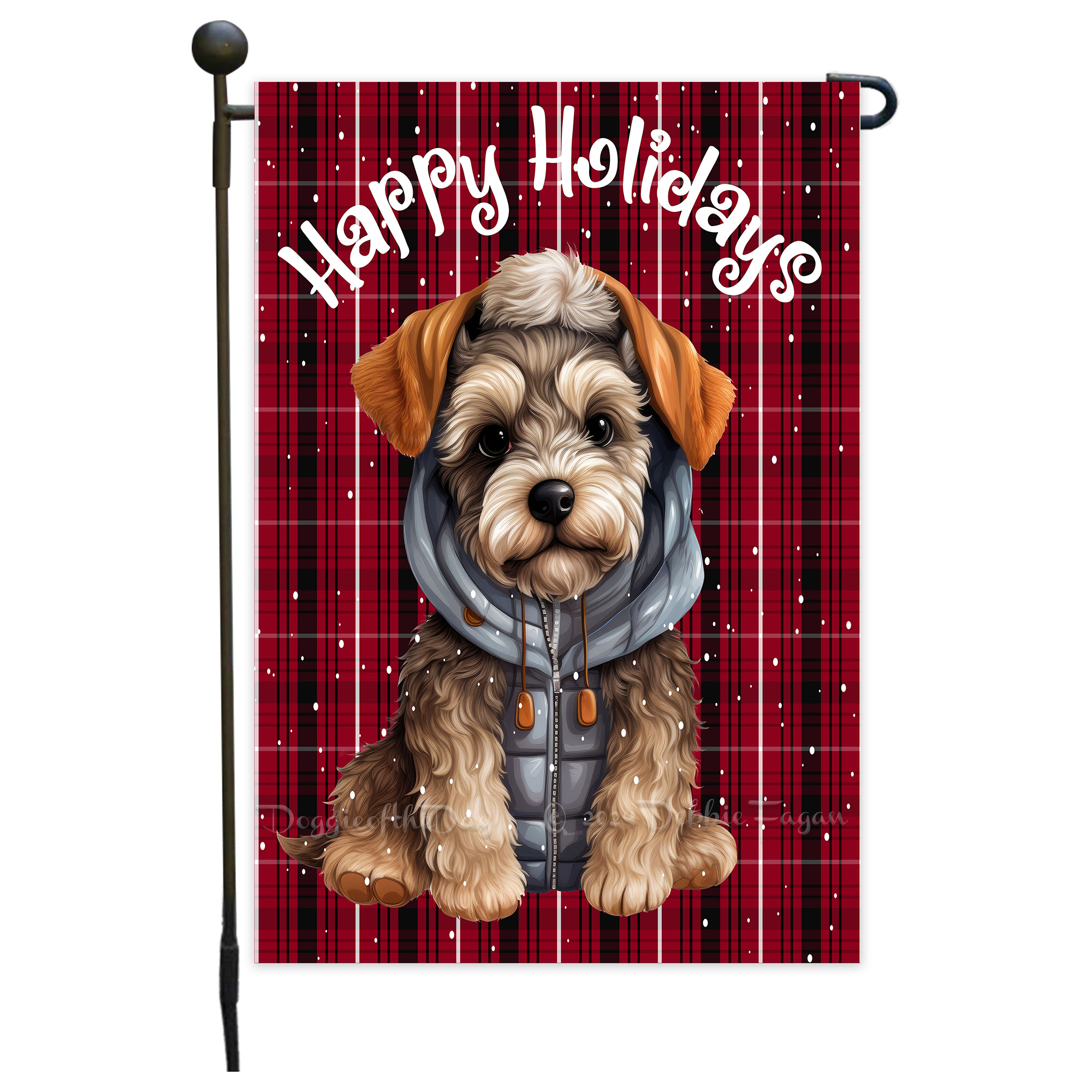 Happy Holidays Double Sided Garden Flag Dogs Lawn Patio Decor 12.5x18 NWT