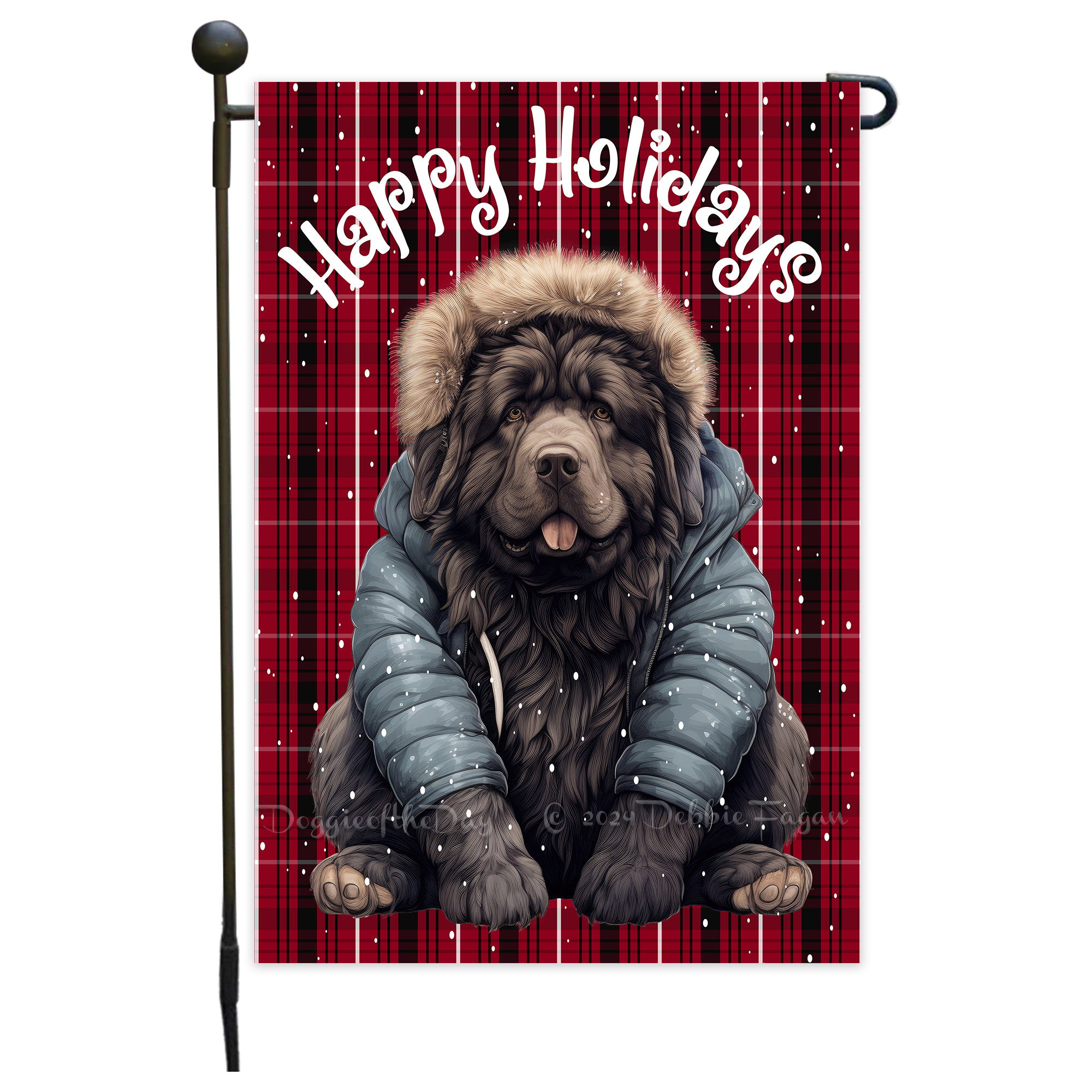 Happy Holidays Double Sided Garden Flag Dogs Lawn Patio Decor 12.5x18 NWT