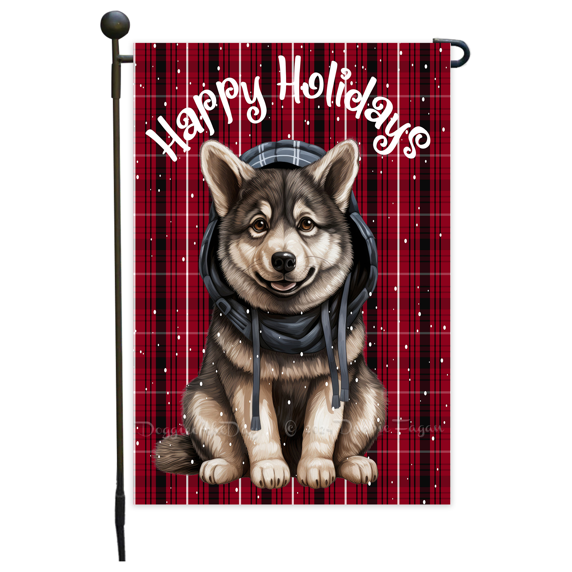 Happy Holidays Double Sided Garden Flag Dogs Lawn Patio Decor 12.5x18 NWT