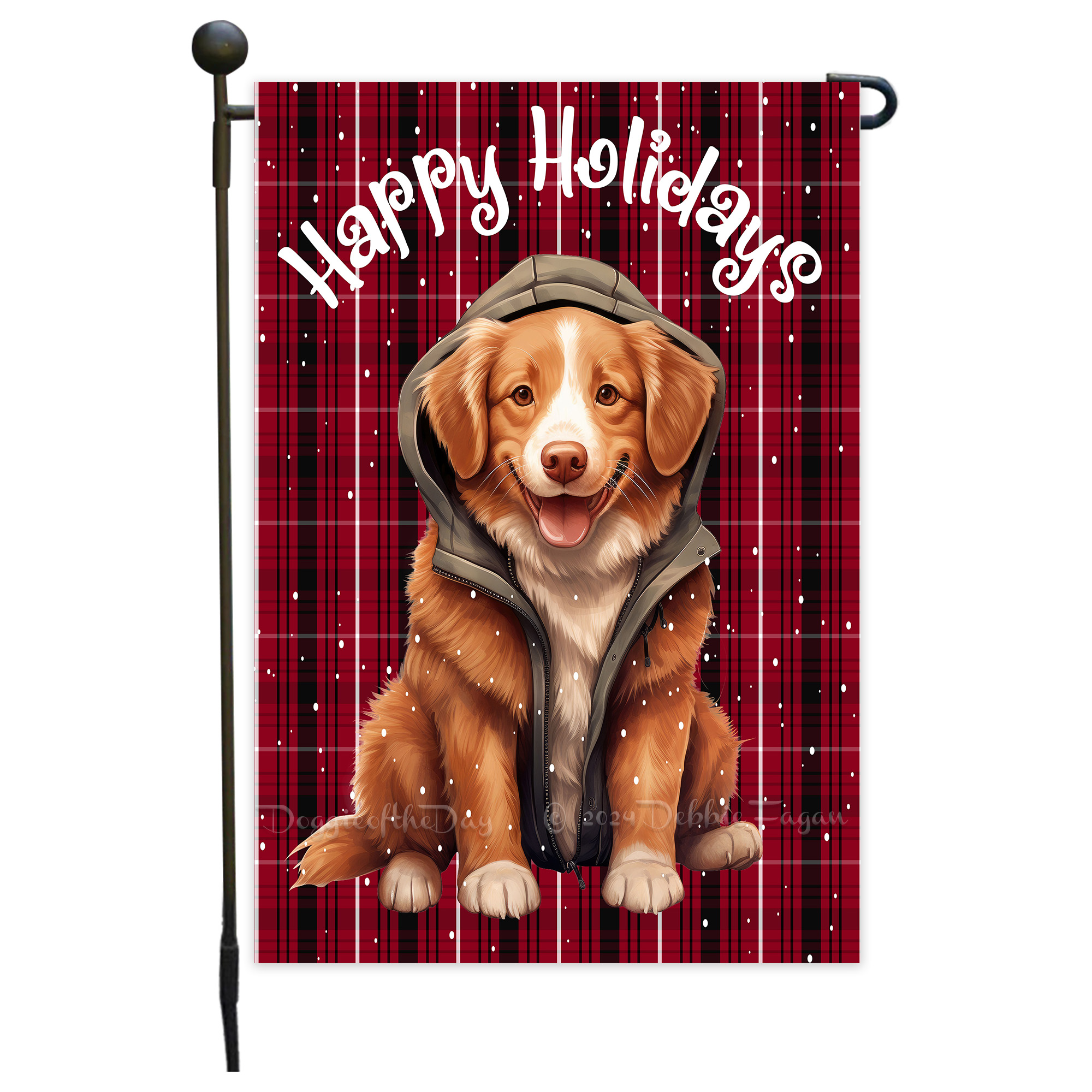 Happy Holidays Double Sided Garden Flag Dogs Lawn Patio Decor 12.5x18 NWT