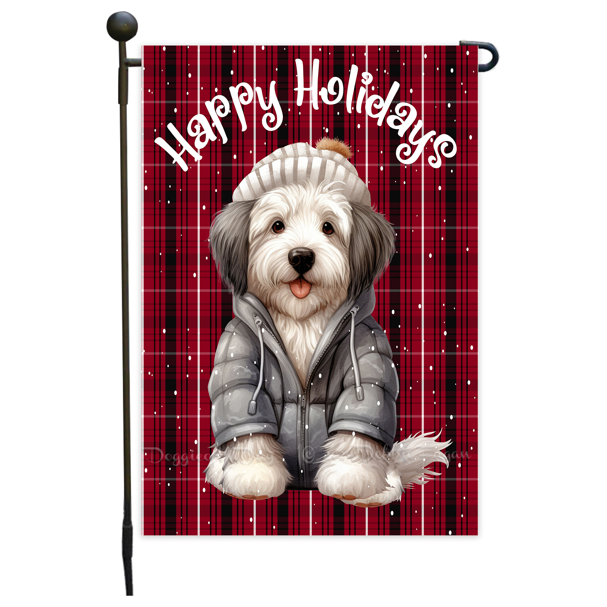 Happy Holidays Double Sided Garden Flag Dogs Lawn Patio Decor 12.5x18 NWT