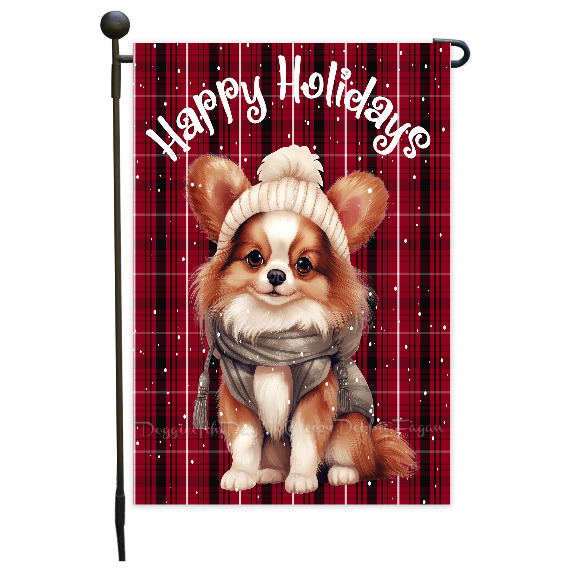 Happy Holidays Double Sided Garden Flag Dogs Lawn Patio Decor 12.5x18 NWT