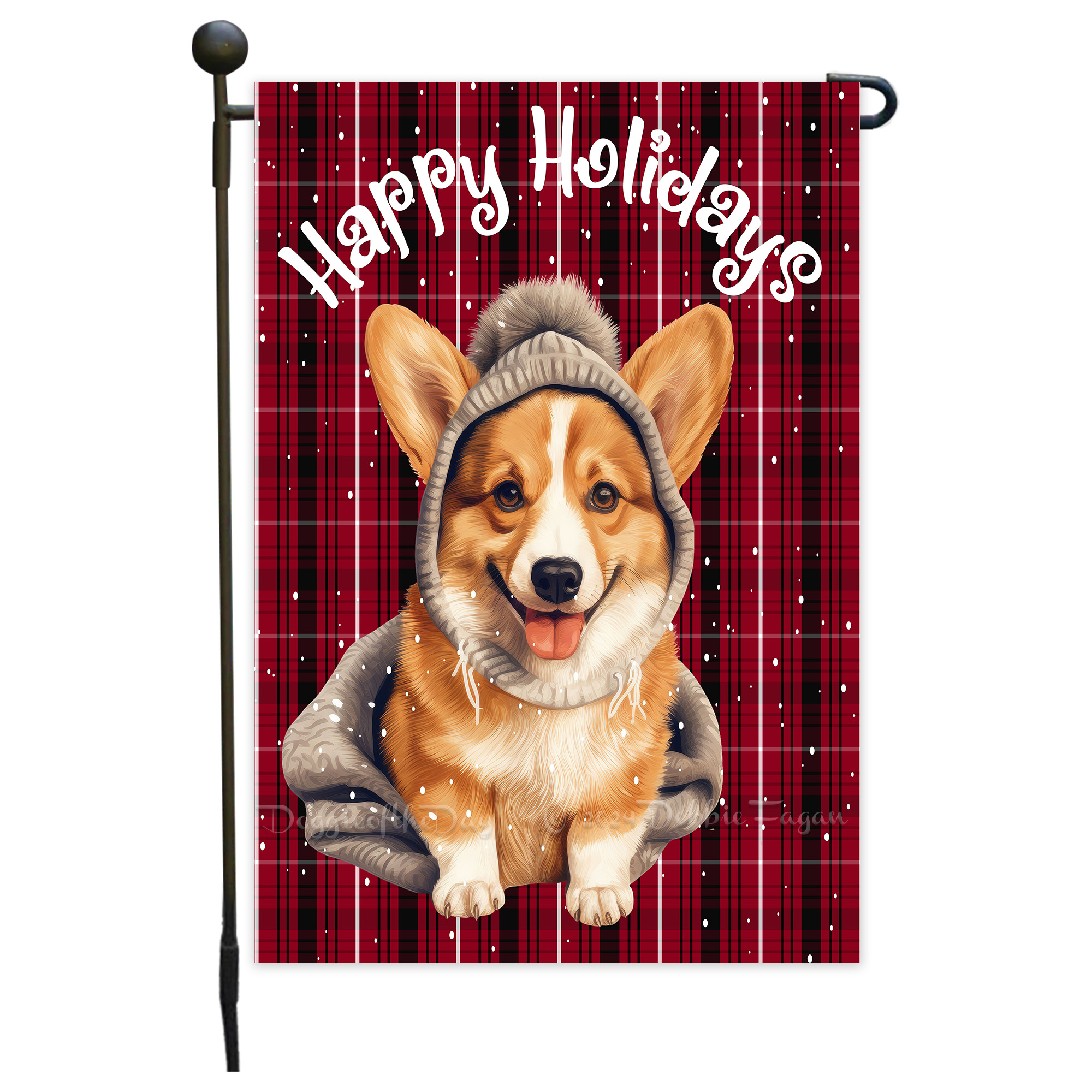 Happy Holidays Double Sided Garden Flag Dogs Lawn Patio Decor 12.5x18 NWT