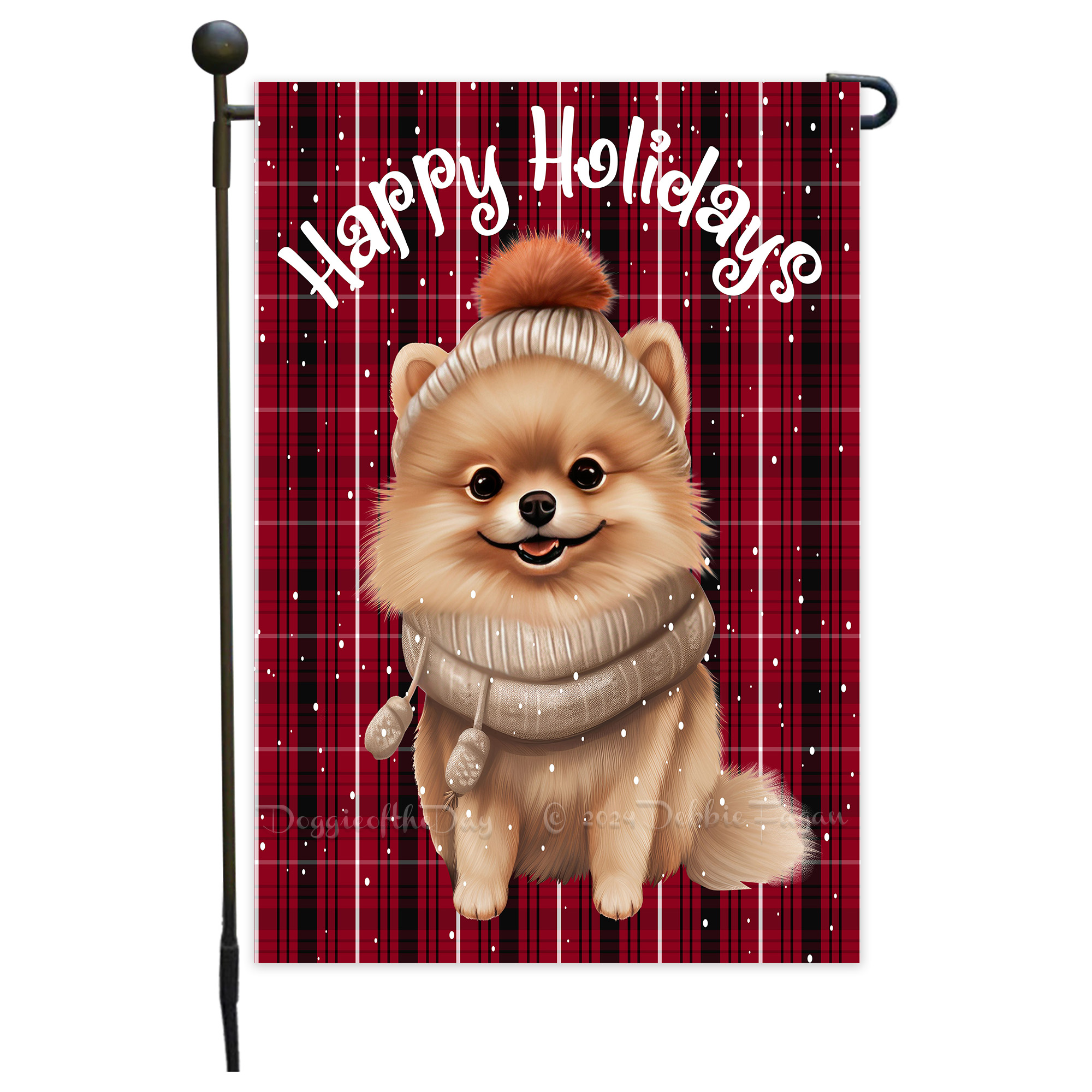 Happy Holidays Double Sided Garden Flag Dogs Lawn Patio Decor 12.5x18 NWT