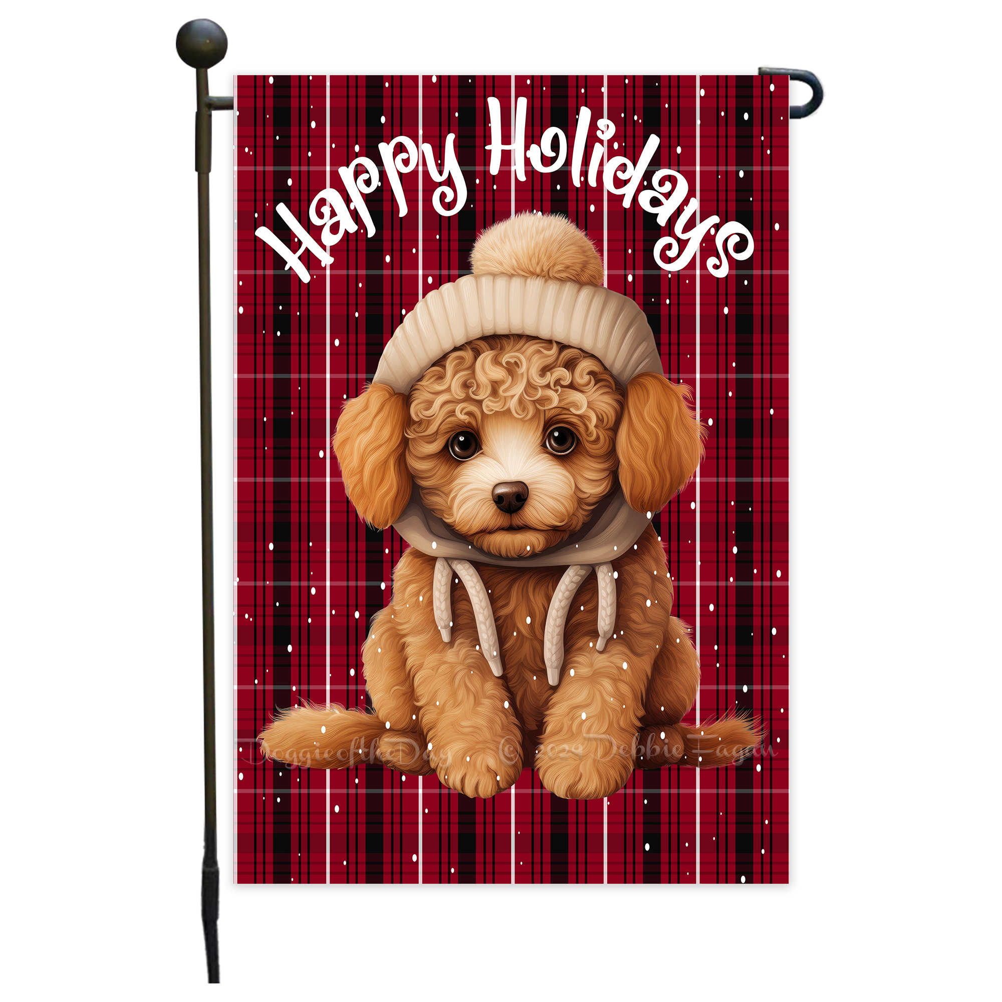 Happy Holidays Double Sided Garden Flag Dogs Lawn Patio Decor 12.5x18 NWT