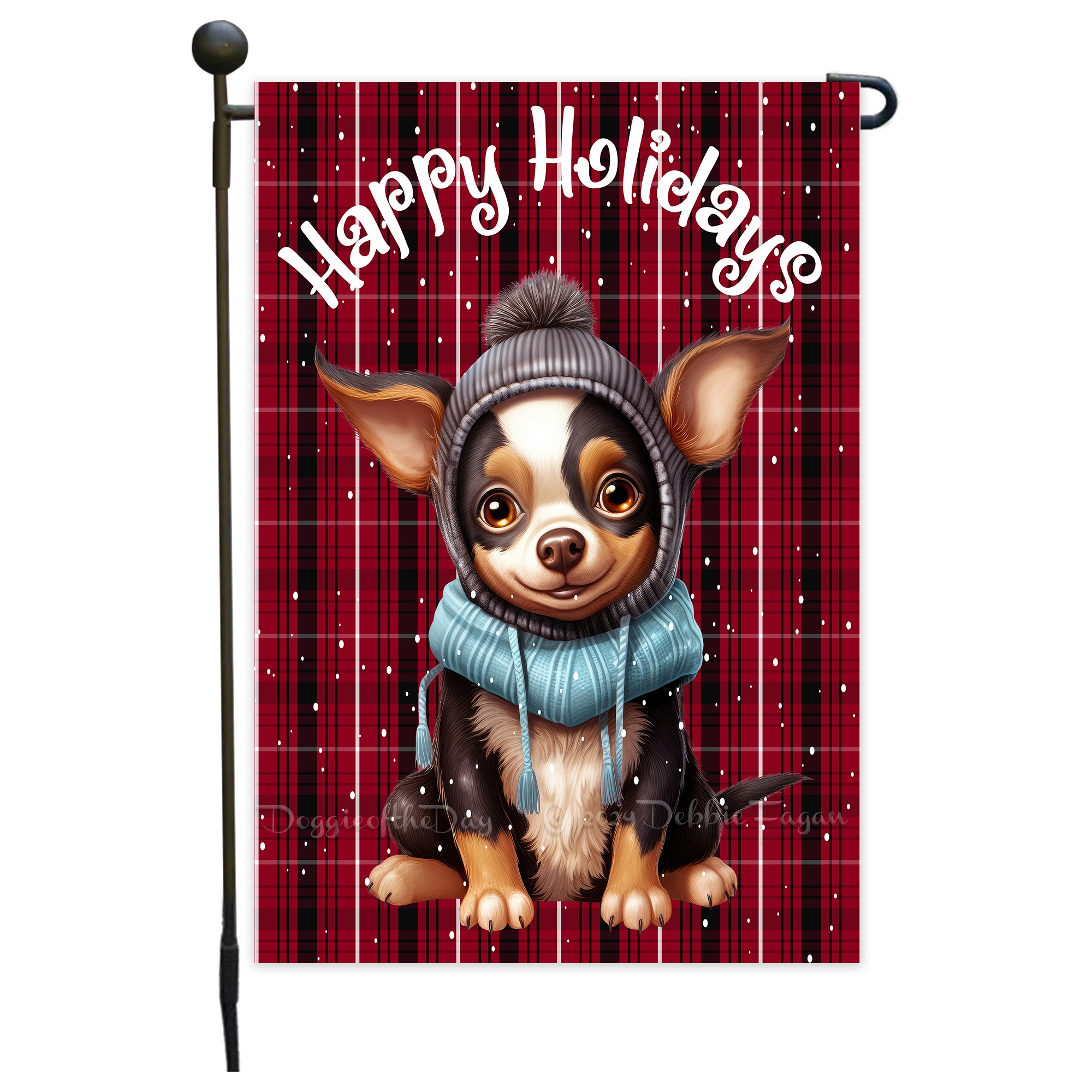 Happy Holidays Double Sided Garden Flag Dogs Lawn Patio Decor 12.5x18 NWT