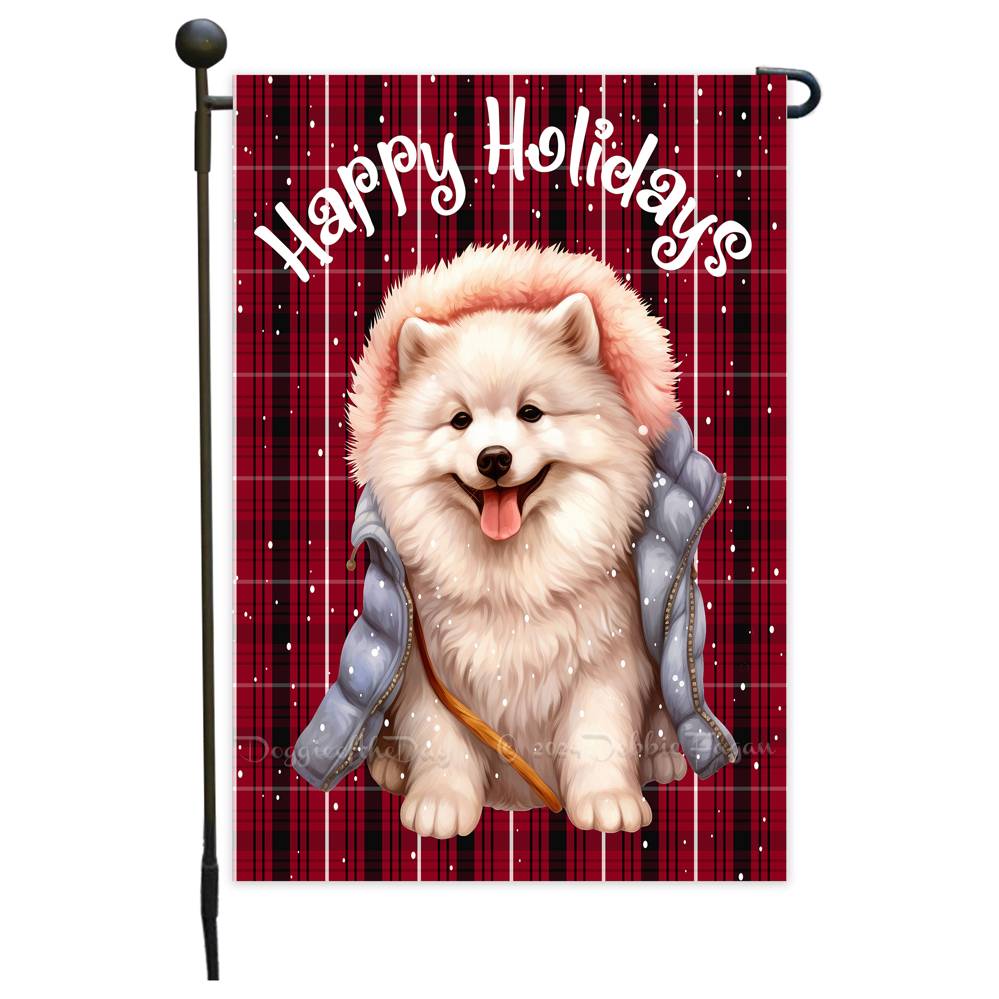 Happy Holidays Double Sided Garden Flag Dogs Lawn Patio Decor 12.5x18 NWT