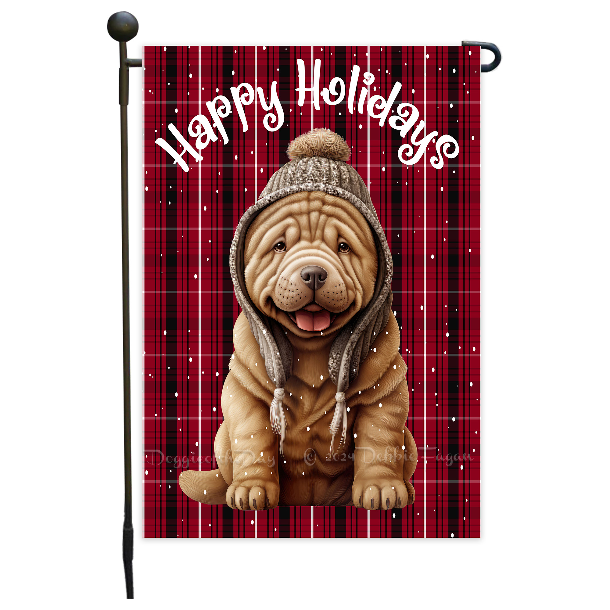 Happy Holidays Double Sided Garden Flag Dogs Lawn Patio Decor 12.5x18 NWT