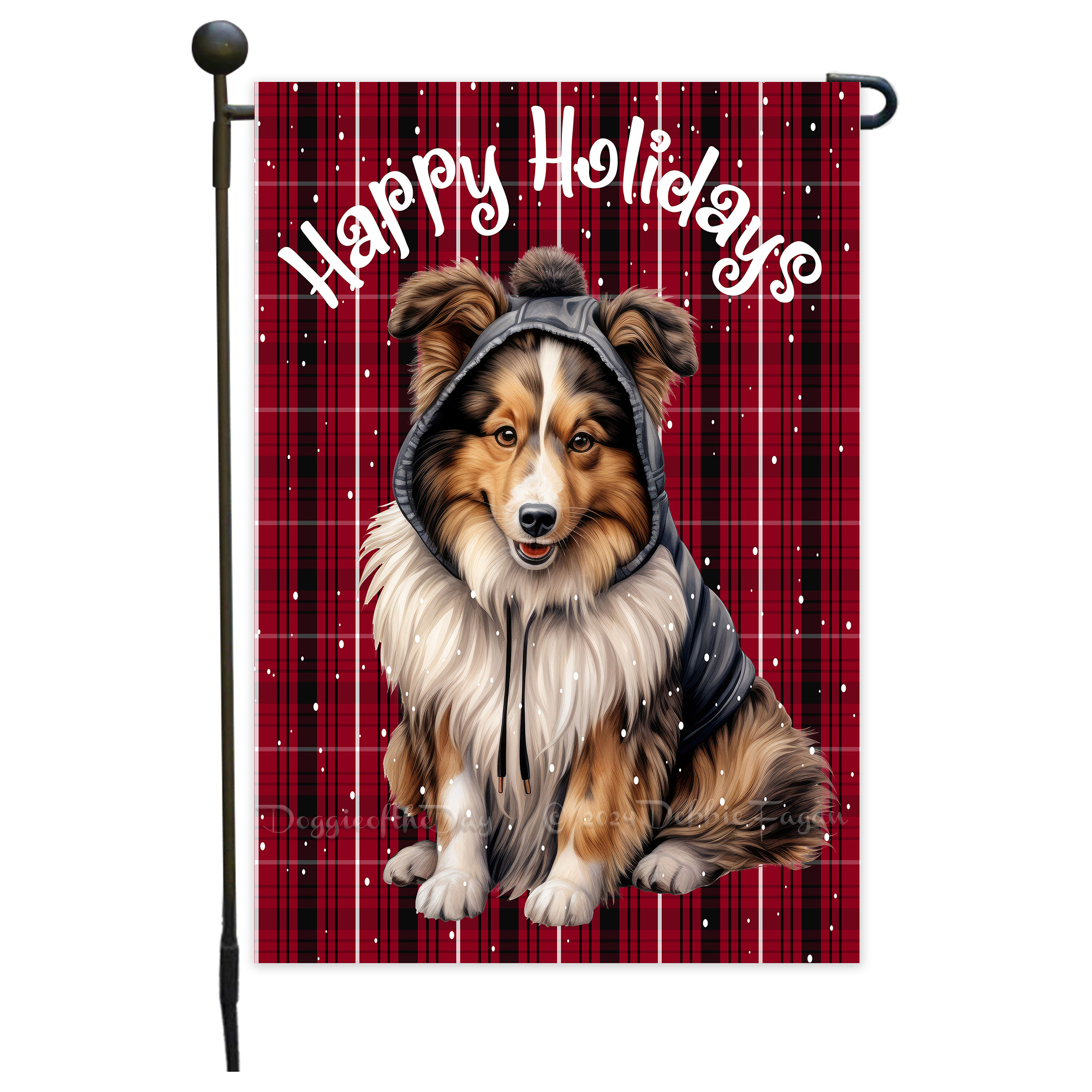 Happy Holidays Double Sided Garden Flag Dogs Lawn Patio Decor 12.5x18 NWT