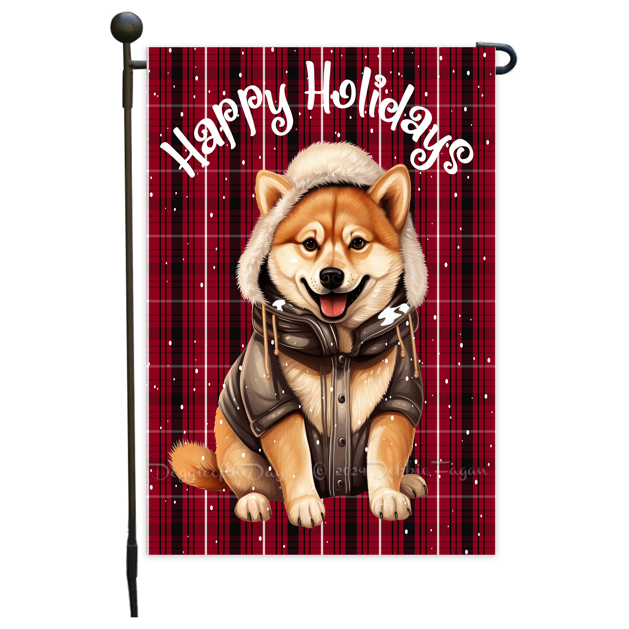 Happy Holidays Double Sided Garden Flag Dogs Lawn Patio Decor 12.5x18 NWT