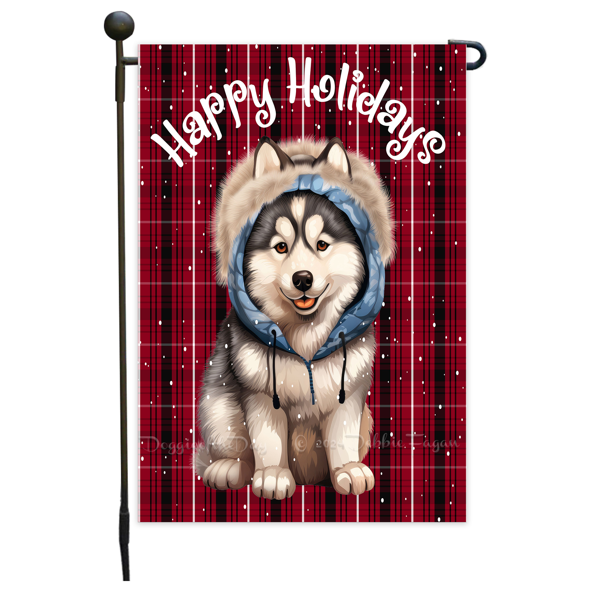 Happy Holidays Double Sided Garden Flag Dogs Lawn Patio Decor 12.5x18 NWT