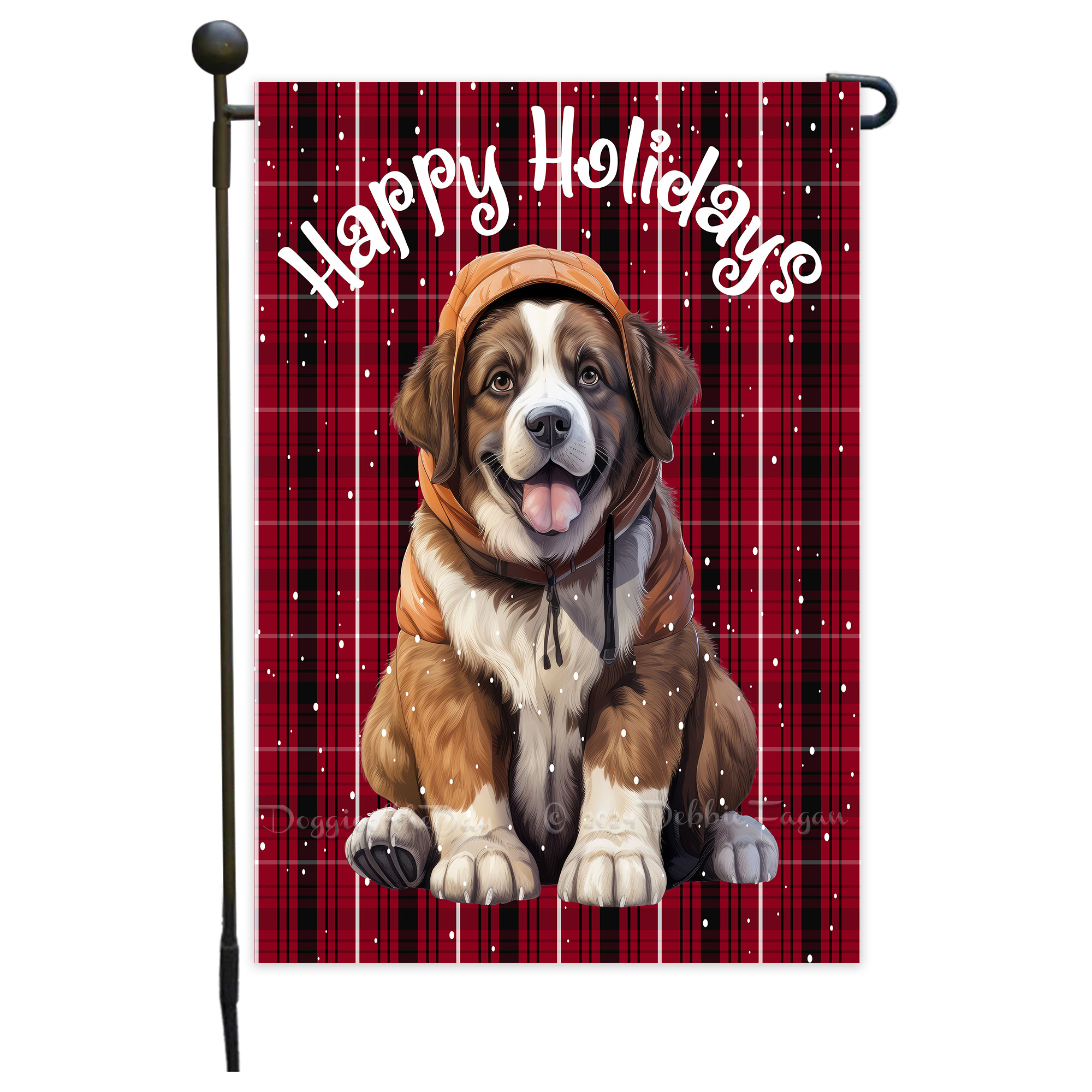 Happy Holidays Double Sided Garden Flag Dogs Lawn Patio Decor 12.5x18 NWT