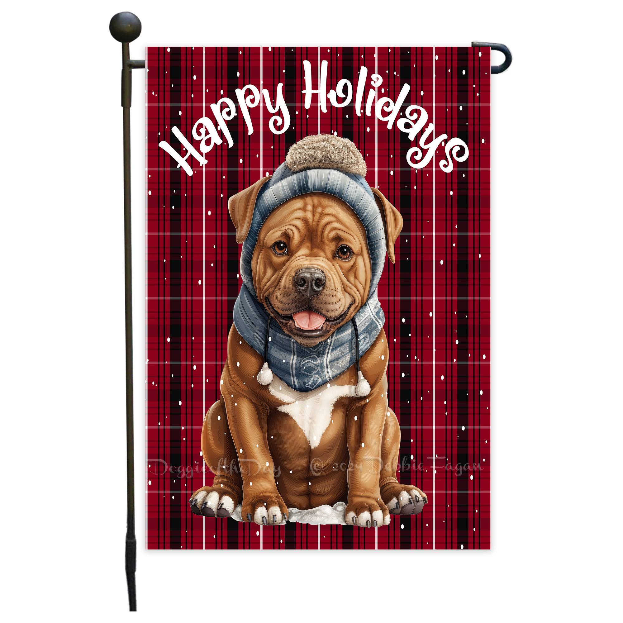 Happy Holidays Double Sided Garden Flag Dogs Lawn Patio Decor 12.5x18 NWT