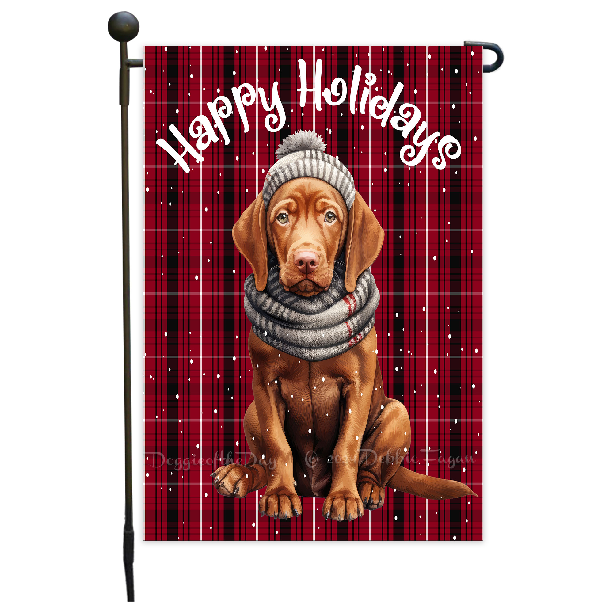 Happy Holidays Double Sided Garden Flag Dogs Lawn Patio Decor 12.5x18 NWT