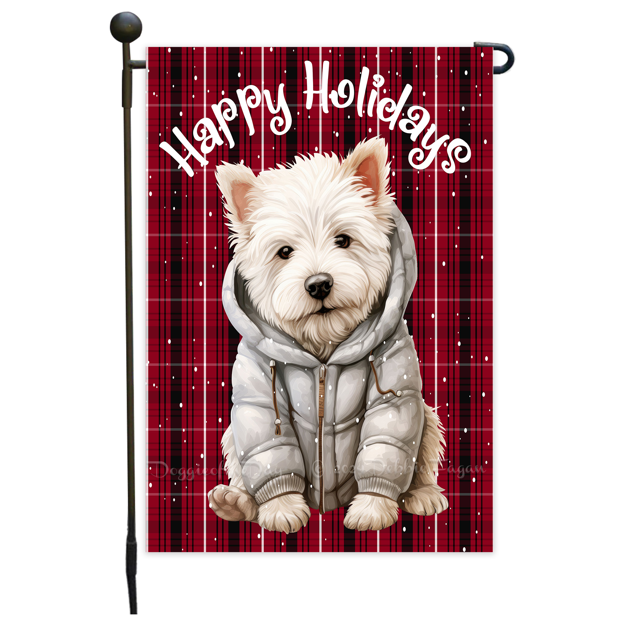 Happy Holidays Double Sided Garden Flag Dogs Lawn Patio Decor 12.5x18 NWT