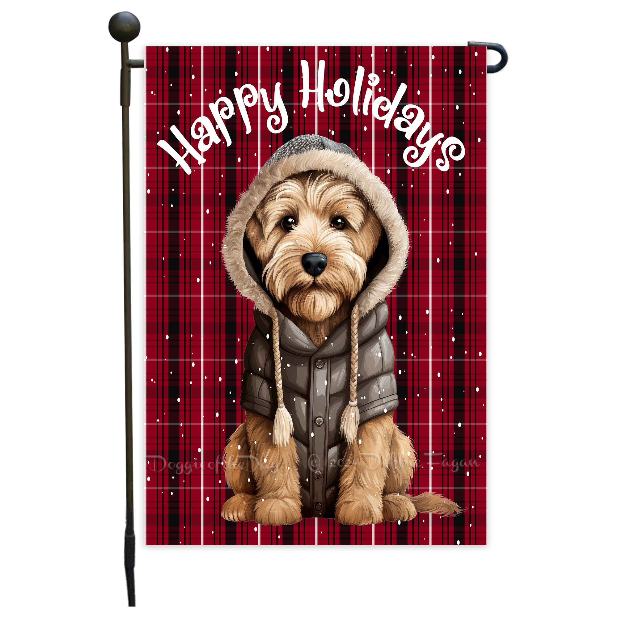 Happy Holidays Double Sided Garden Flag Dogs Lawn Patio Decor 12.5x18 NWT