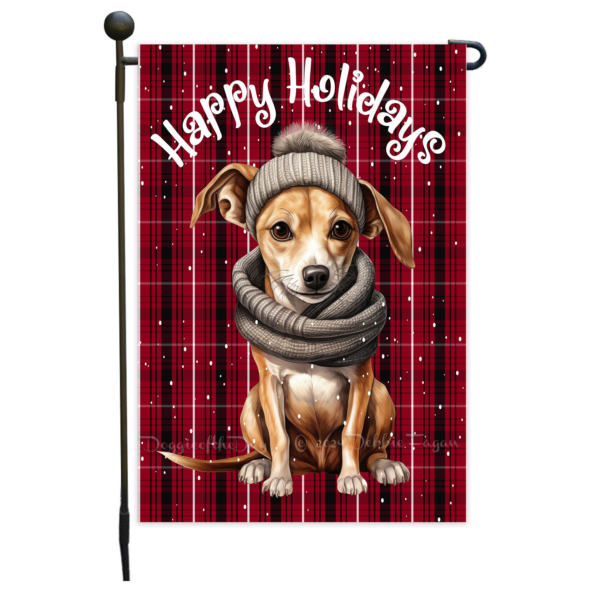 Happy Holidays Double Sided Garden Flag Dogs Lawn Patio Decor 12.5x18 NWT