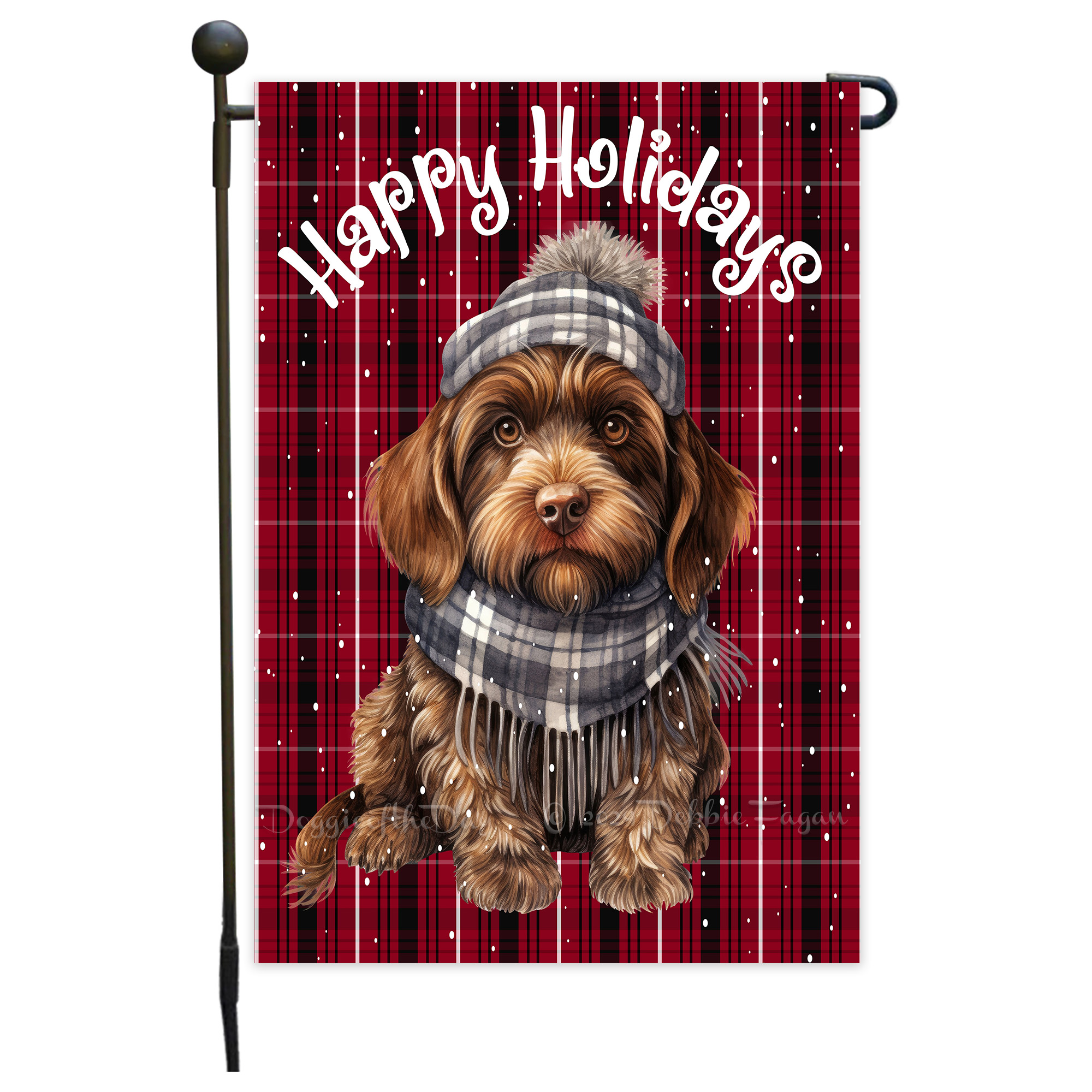 Happy Holidays Double Sided Garden Flag Dogs Lawn Patio Decor 12.5x18 NWT