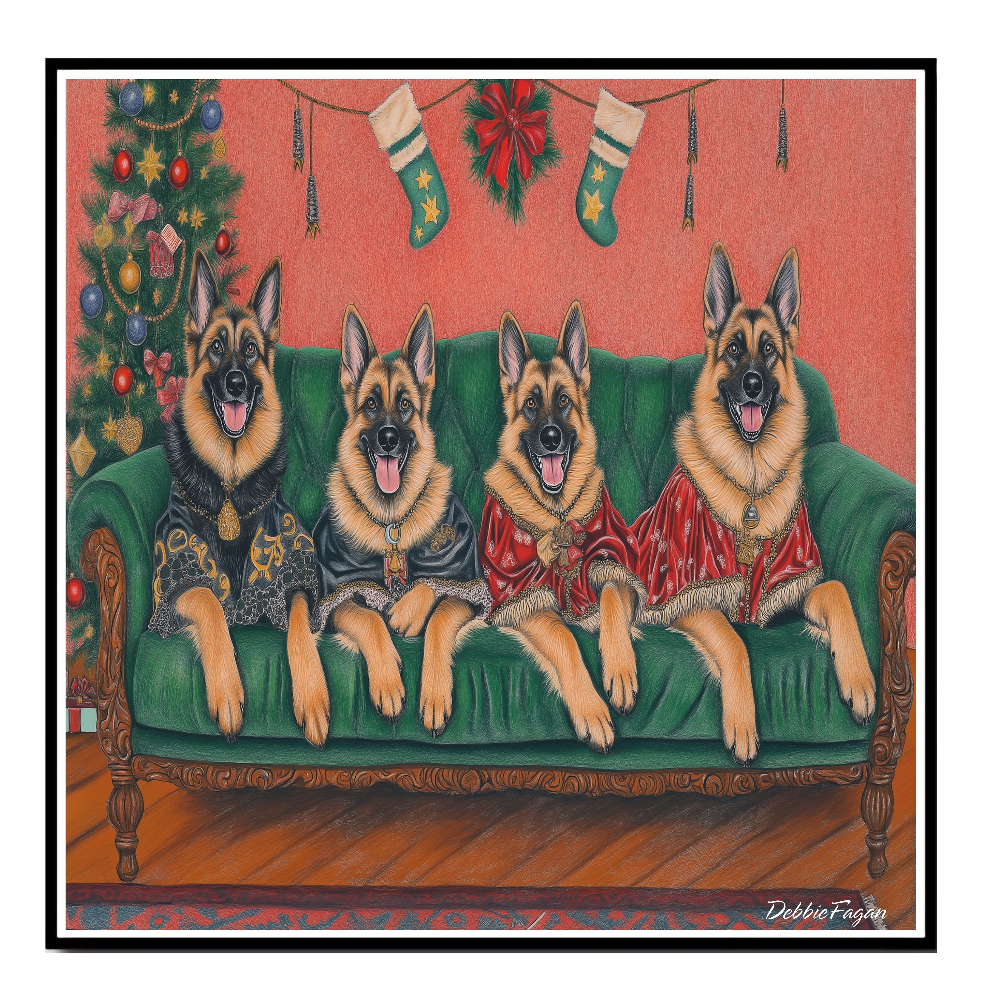German Shepherd Victorian Splendor on Flat Rolled, Framed or Wrapped Canvas