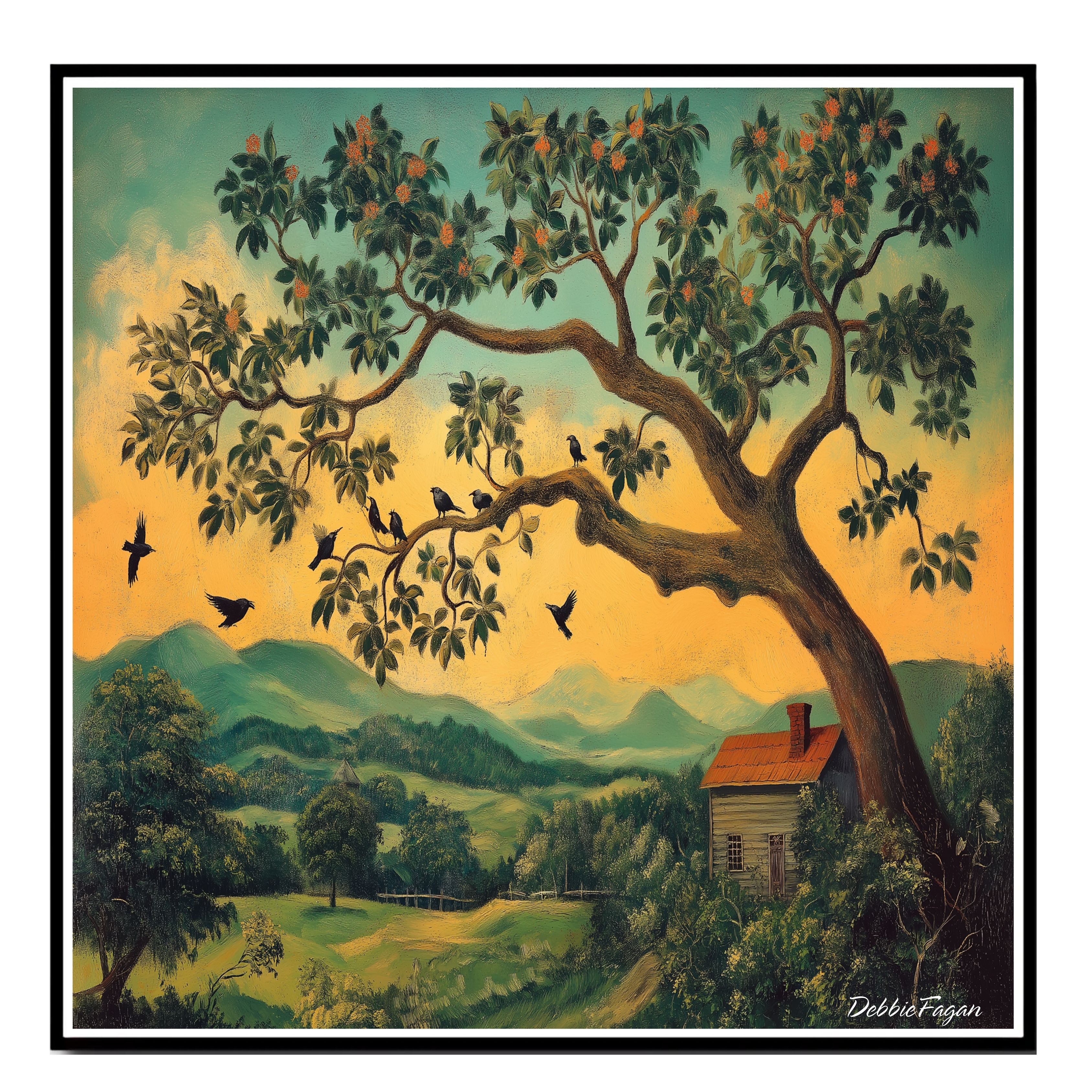 Antique American Folk Wall Art Flat Rolled, Framed or Wrapped Canvas