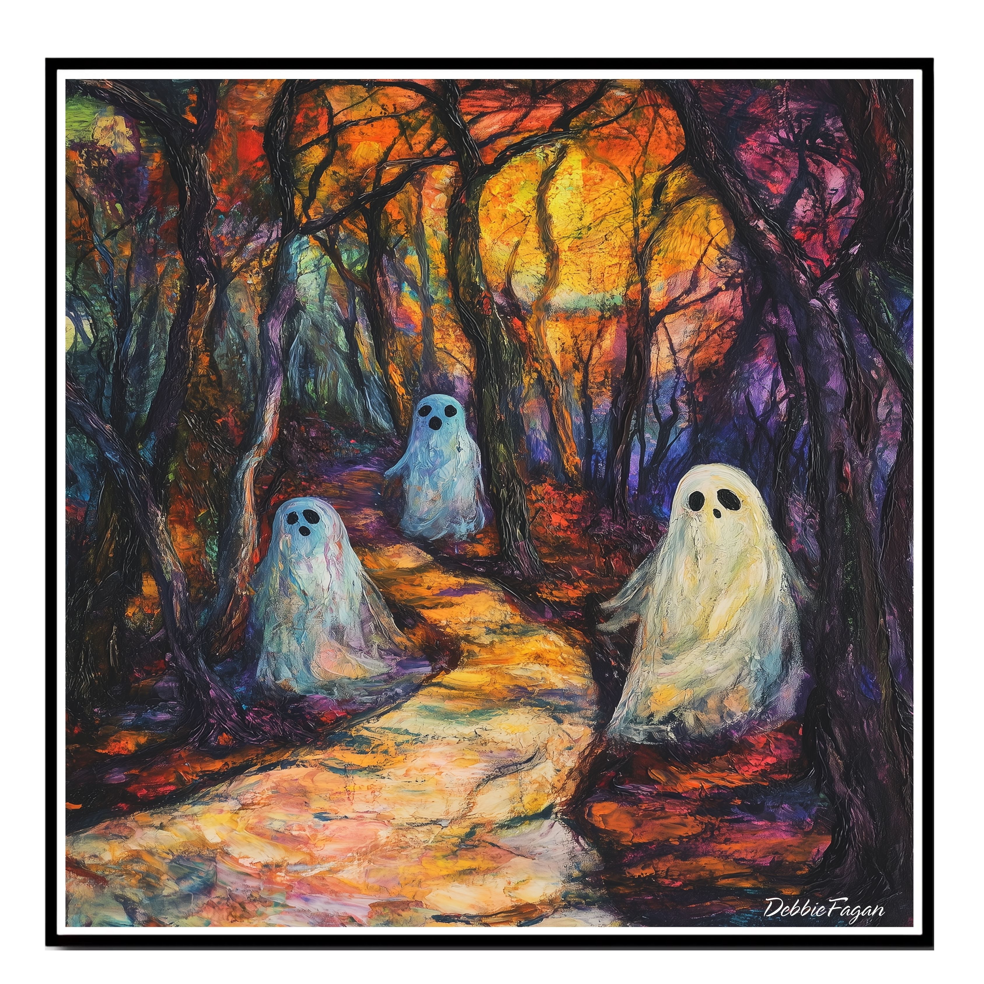 Colorful Ghosts in the Forest Flat Rolled, Framed or Wrapped Canvas