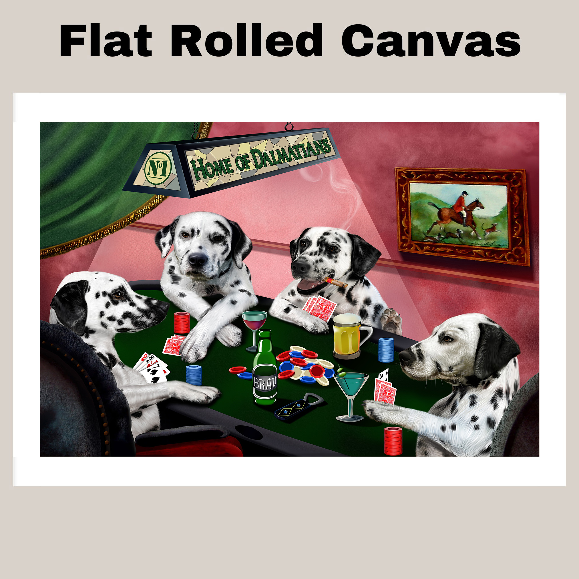 Home of Dalmatian Dogs Playing Poker Canvas Game Room Wall Decor Art Gift