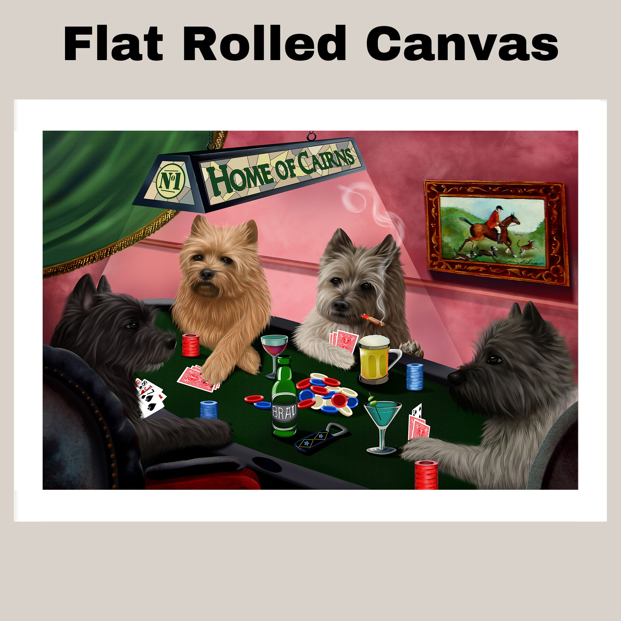 Home of Cairn Terrier Dogs Playing Poker Canvas Gamble Casino Poster Print
