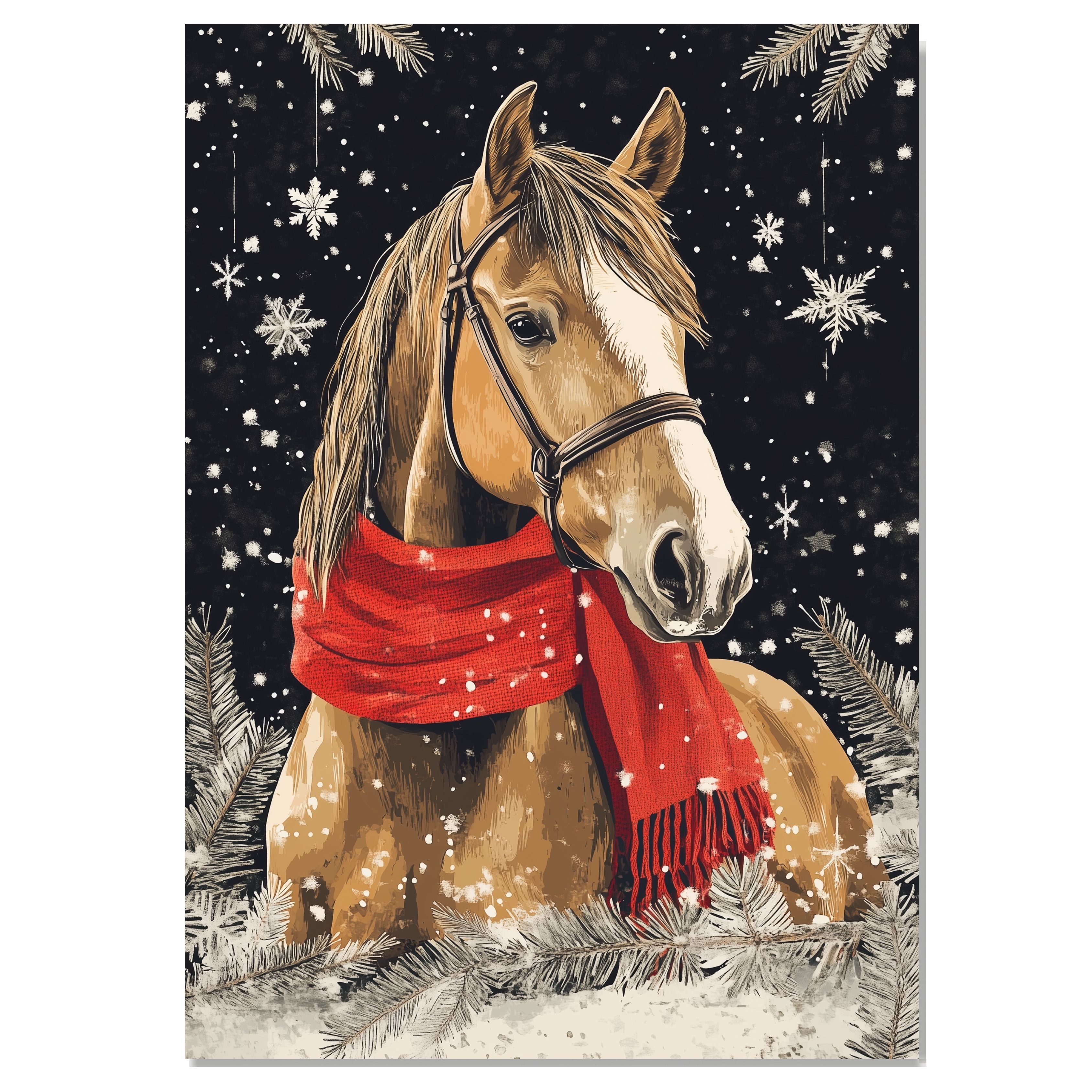 Frosted Grace Horse in Snowy Winter Flat Rolled, Framed or Wrapped Canvas - Picture 9 of 9