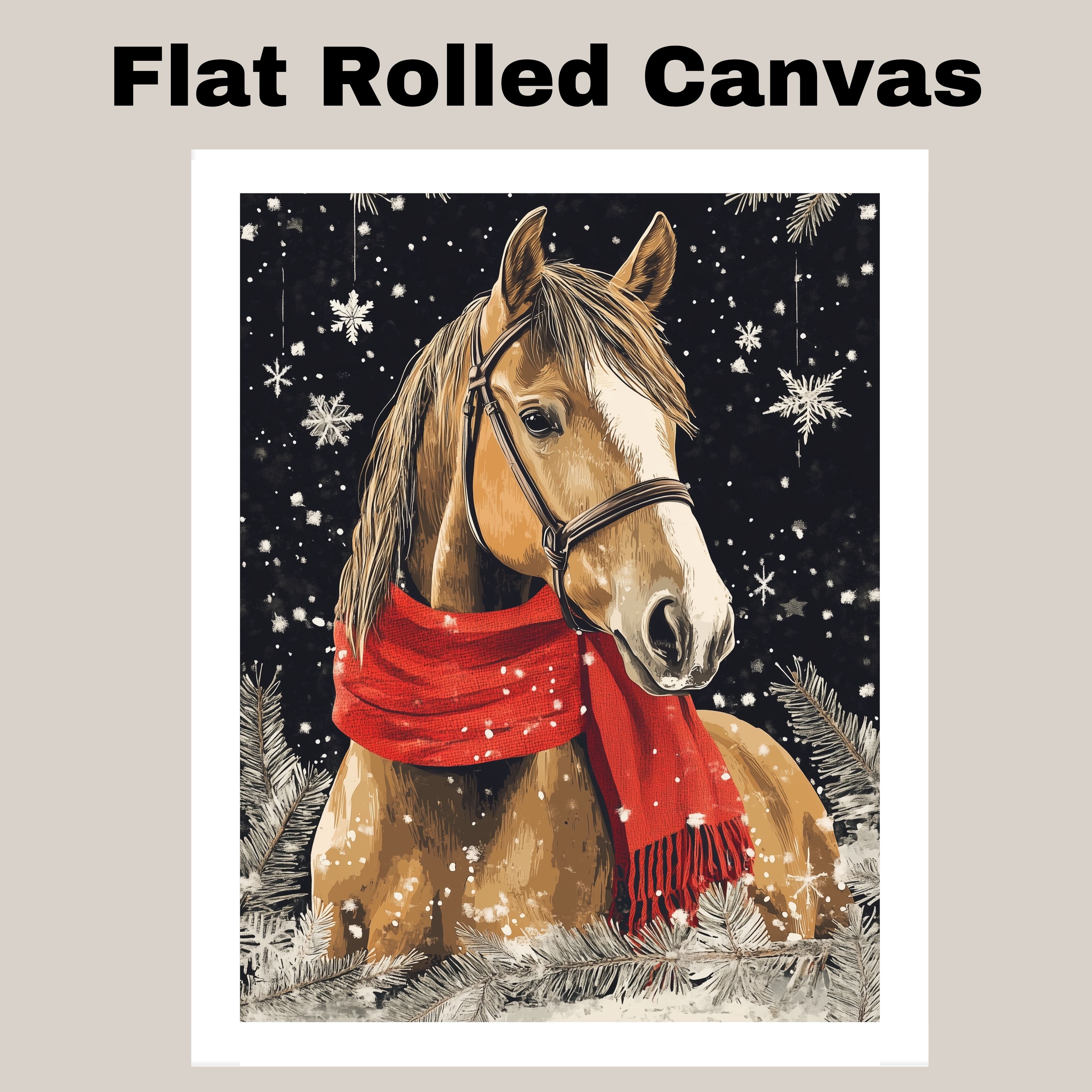 Frosted Grace Horse in Snowy Winter Flat Rolled, Framed or Wrapped Canvas - Picture 8 of 9