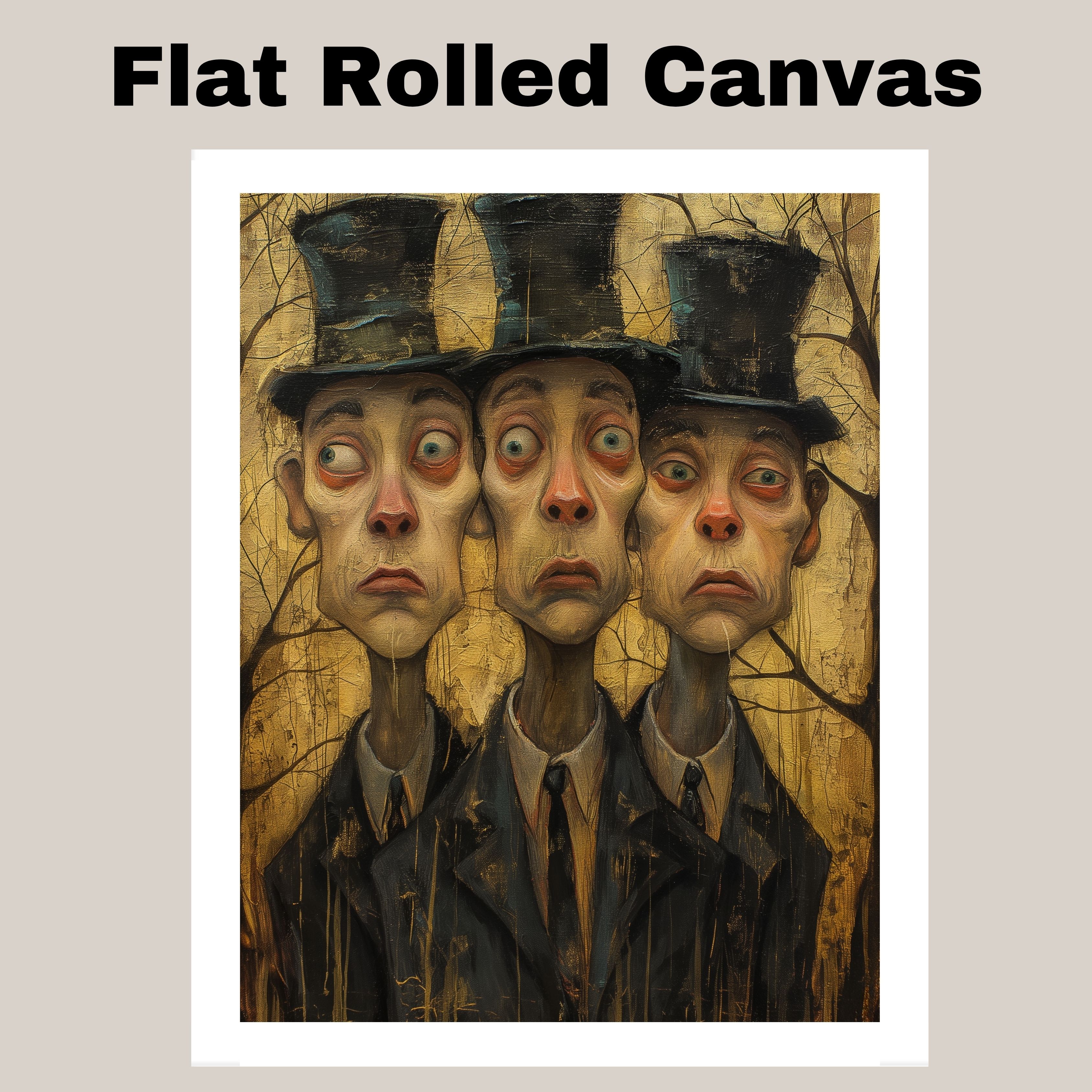 Moody Trio of Men in Top Hats Office Decor Flat Rolled, Framed or Wrapped Canvas