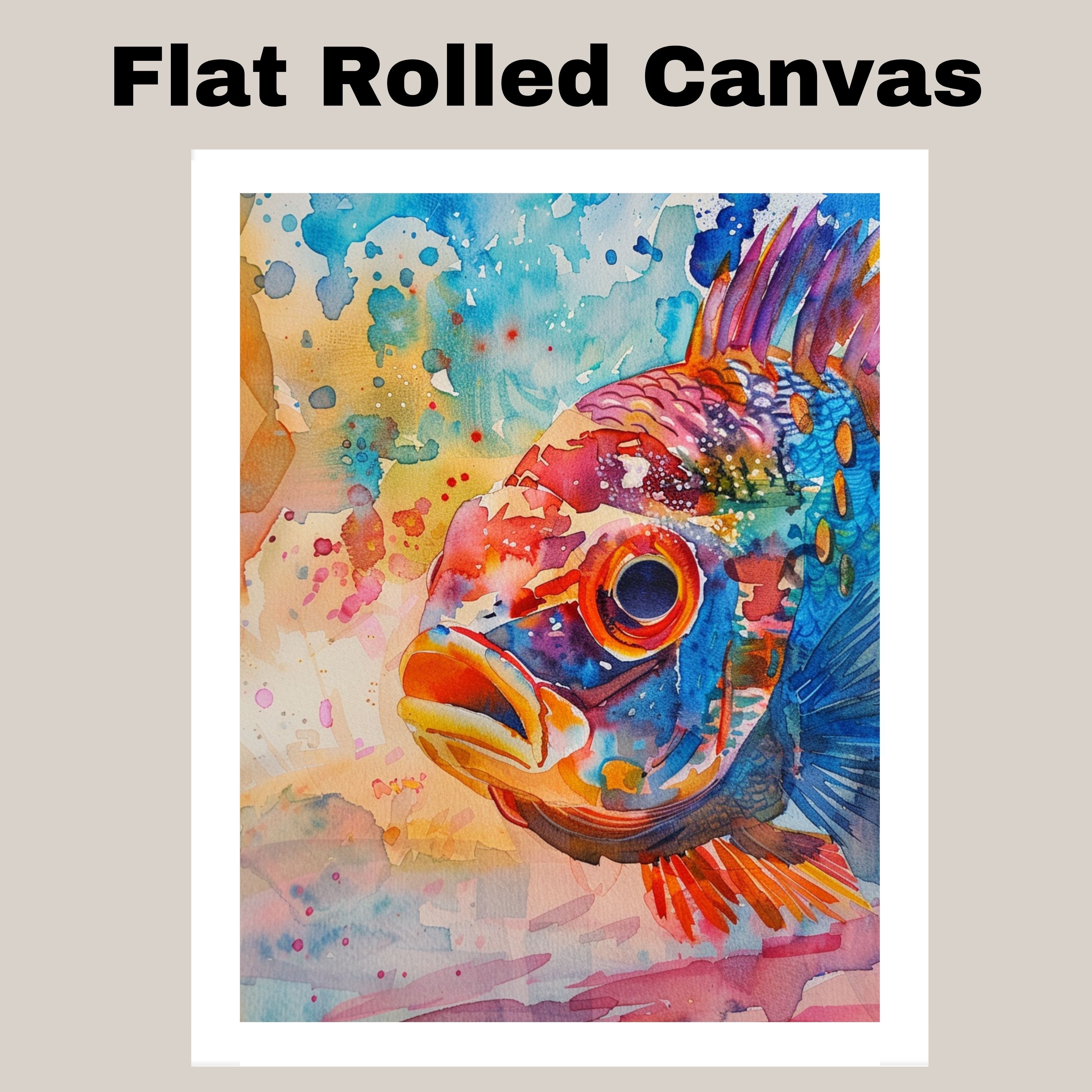 Watercolor Fish Close-Up Art in Multicolor Splash Style for Ocean Life Lovers