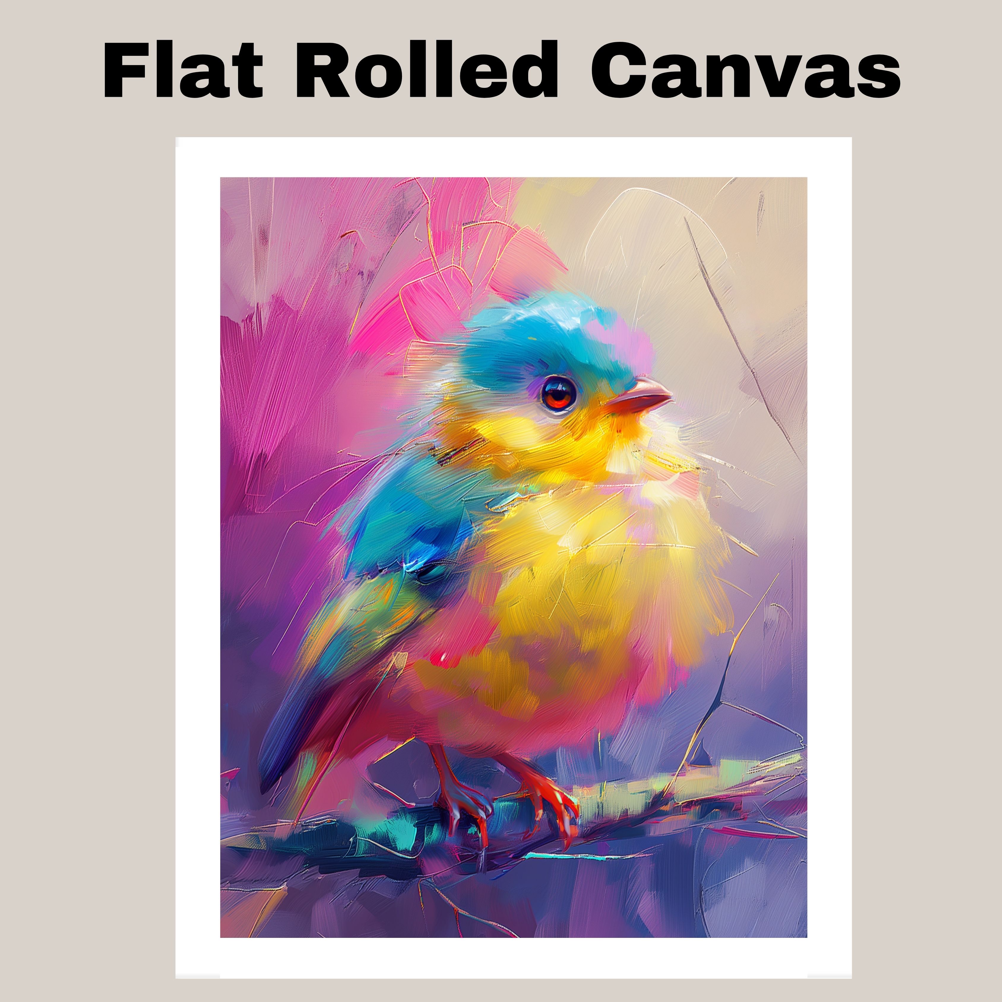Soft Color Baby Bird Art for Pastel Decor Flat Rolled, Framed or Wrapped Canvas