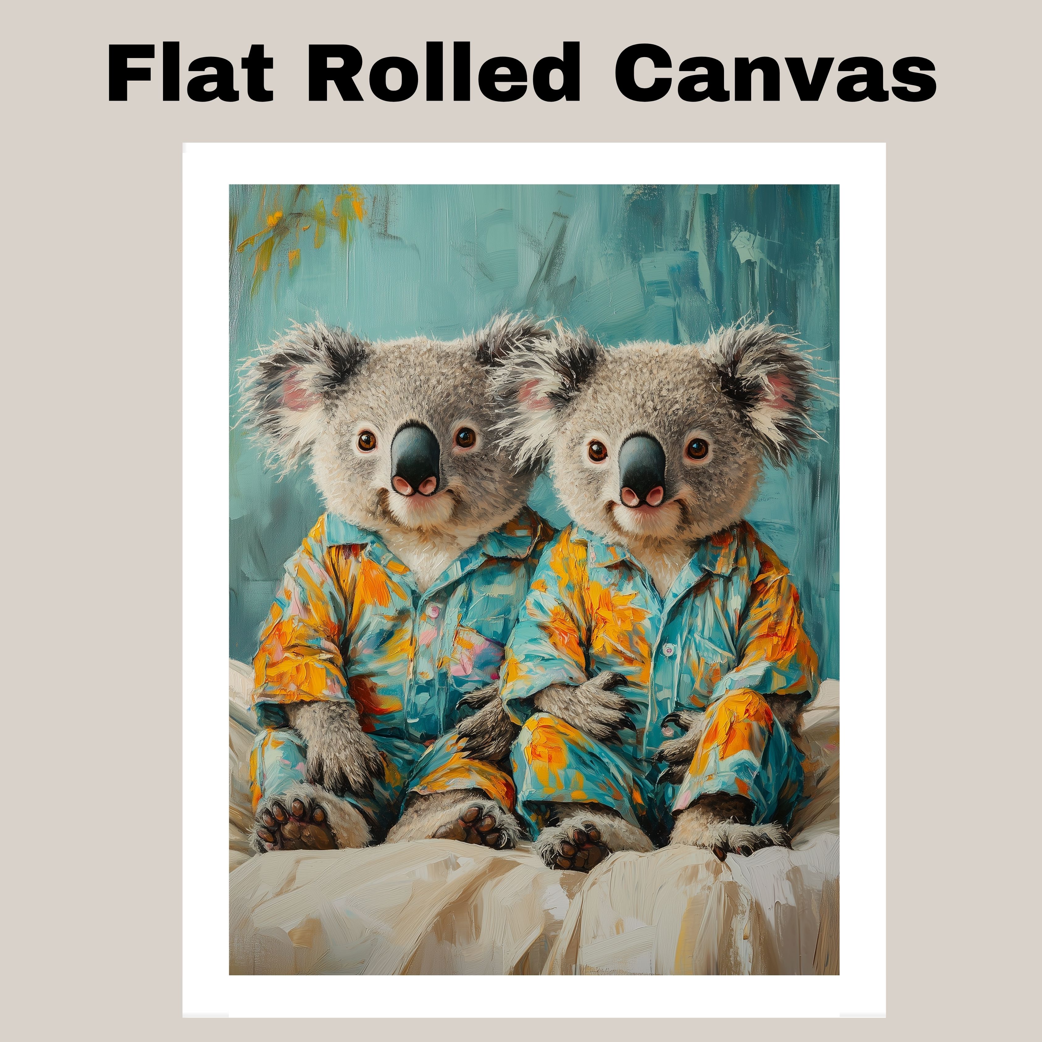 Koala Bears in Pajamas for Bedroom Flat Rolled, Framed or Wrapped Canvas