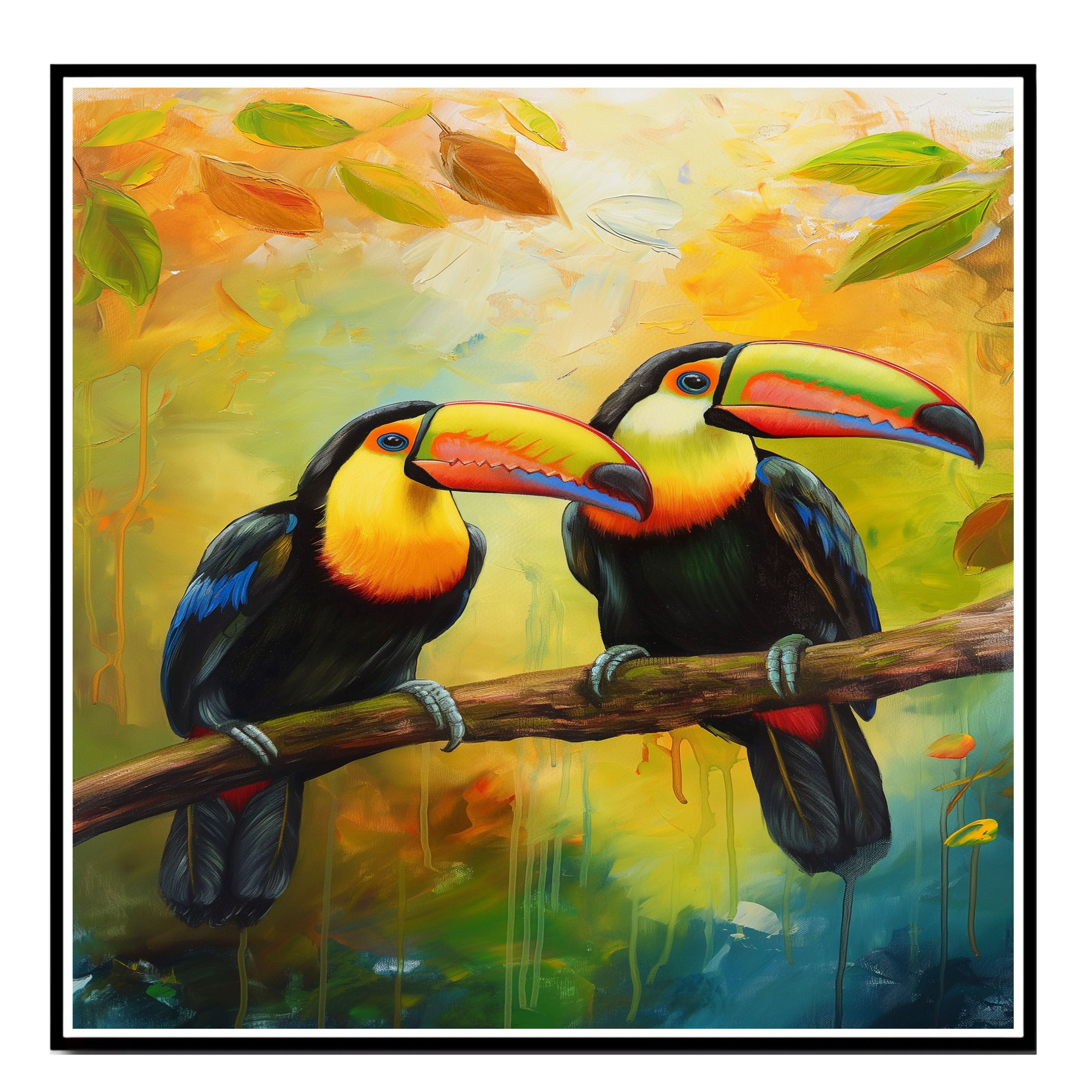 Tropical Toucan with Colorful Birds Flat Rolled, Framed or Wrapped Canvas - Picture 15 of 19