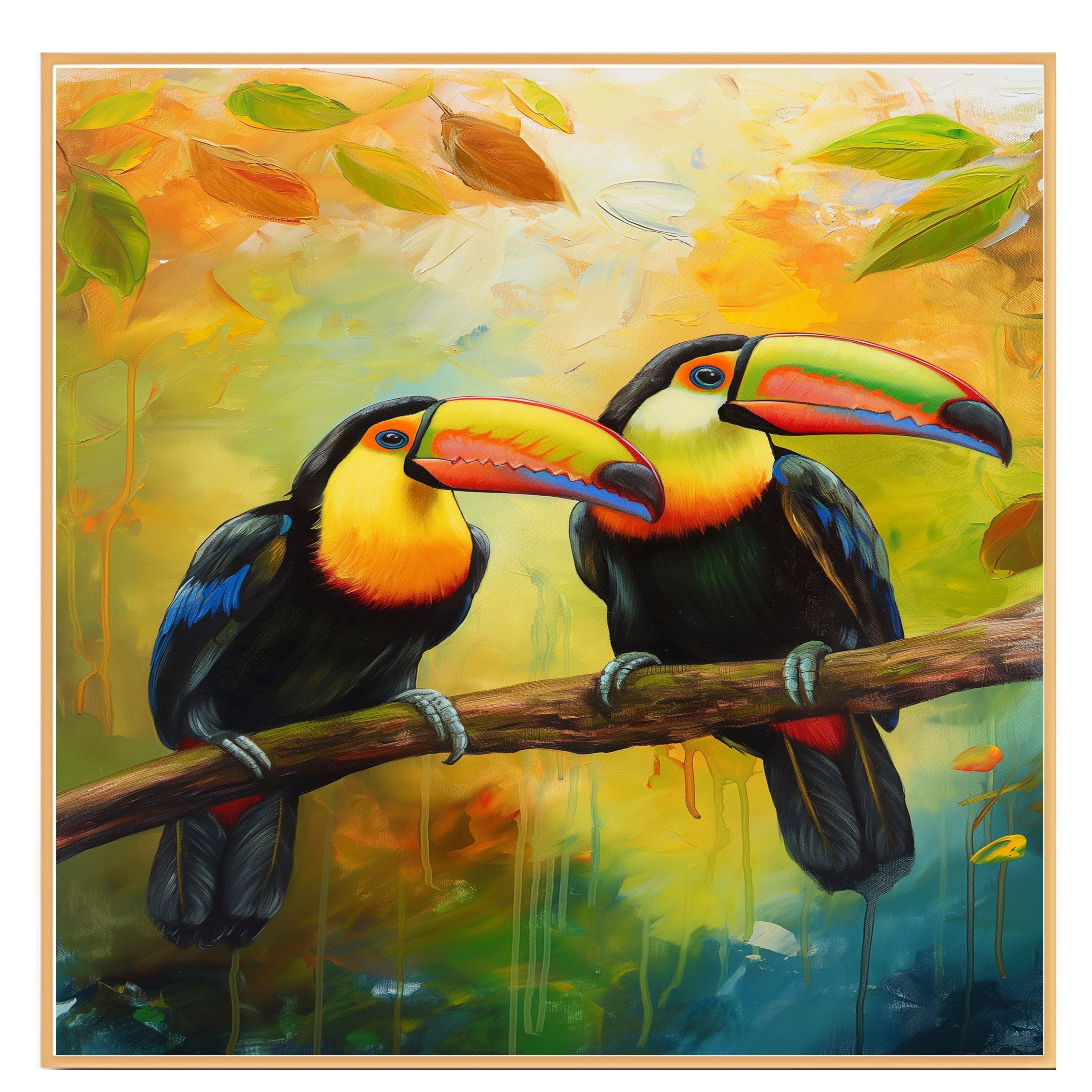 Tropical Toucan with Colorful Birds Flat Rolled, Framed or Wrapped Canvas - Picture 17 of 19