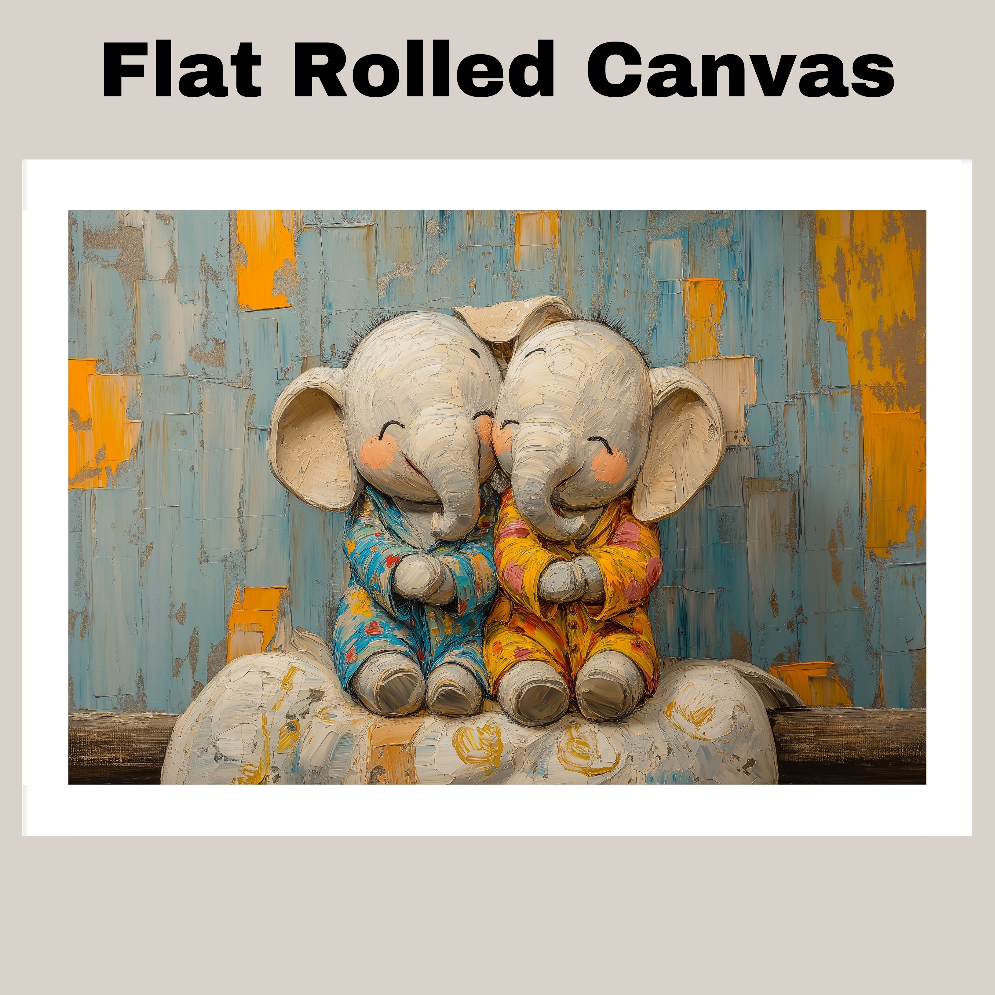 Baby Elephants in Pajamas for Nursery Flat Rolled, Framed or Wrapped Canvas