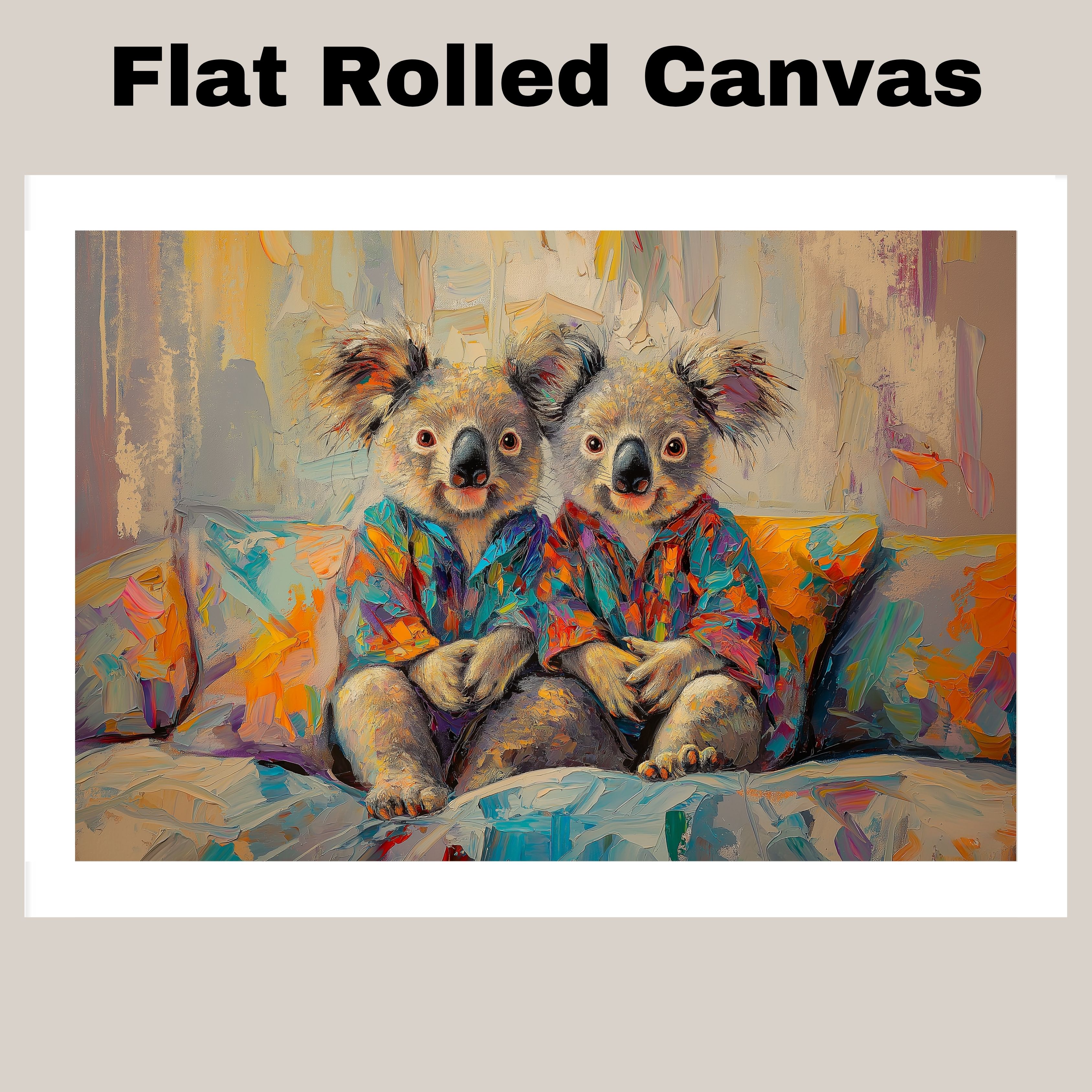 Colorful Koalas in Pajamas Kids Wall Art Flat Rolled, Framed or Wrapped Canvas