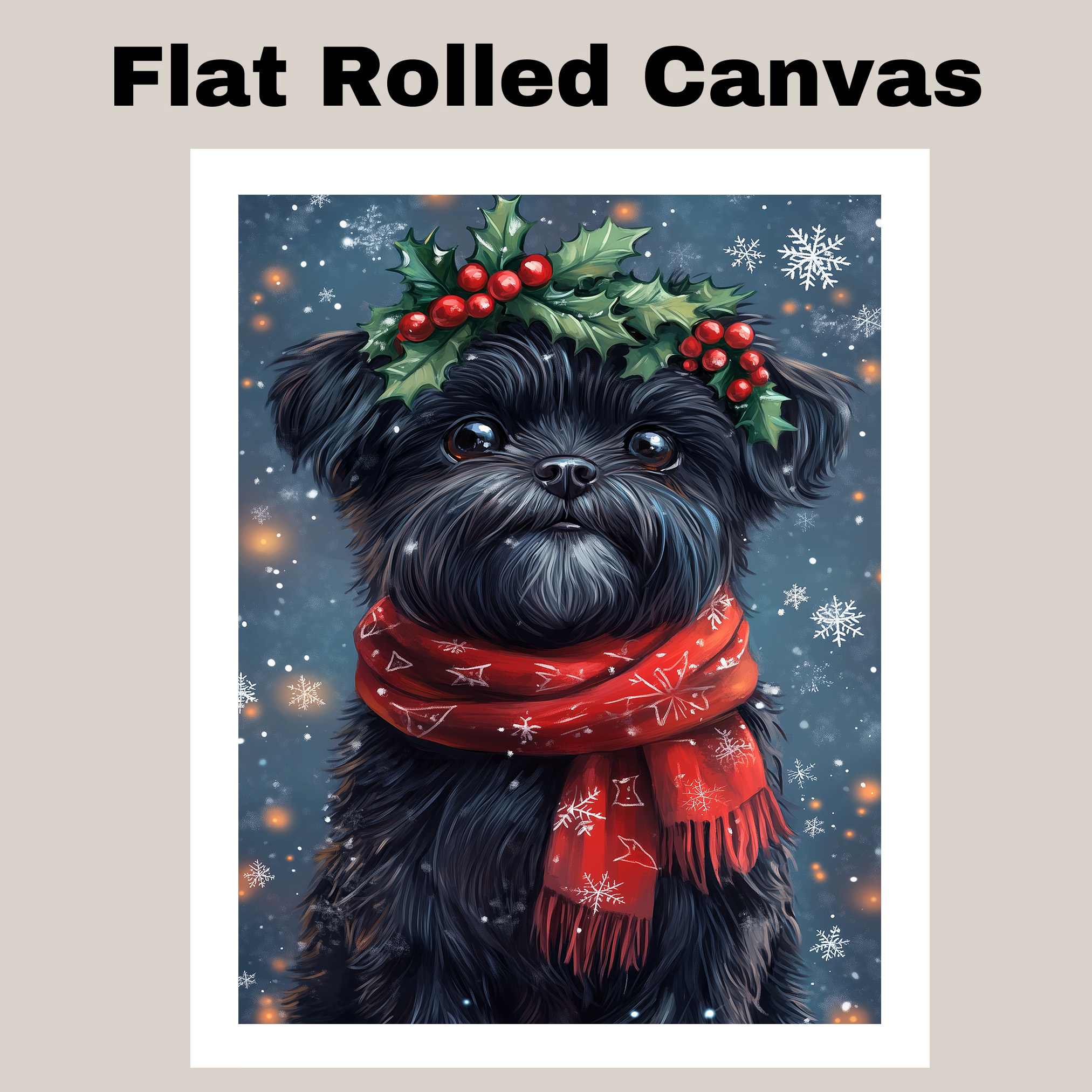 Christmas Snow Affenpinscher Dog Canvas Wall Art for Winter Home Decor Gift