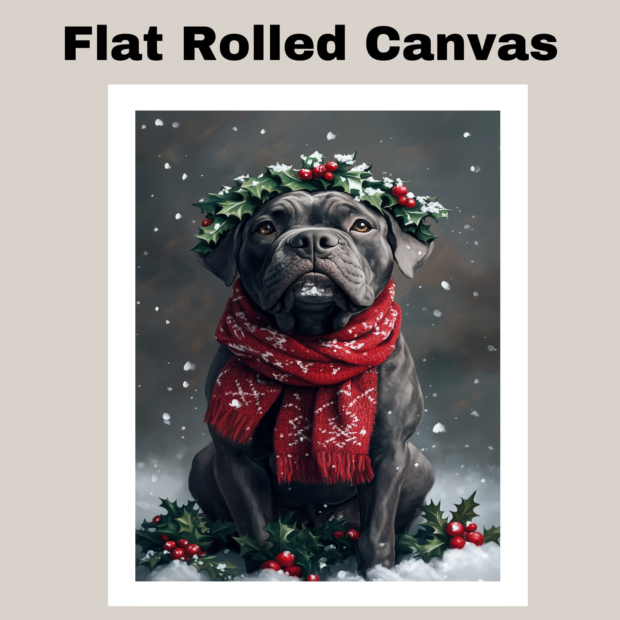 Christmas Cane Corso Dog Canvas Winter Pet Artwork Gifts for Home Bedroom Decor