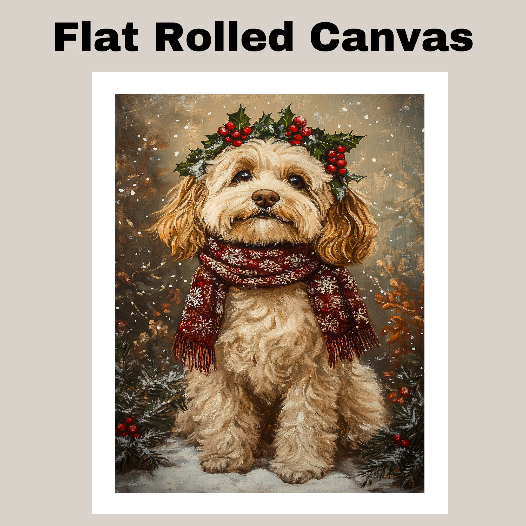 Cockapoo Christmas Wall Art Winter Snow Dog Canvas Festive Holiday Puppy Decor