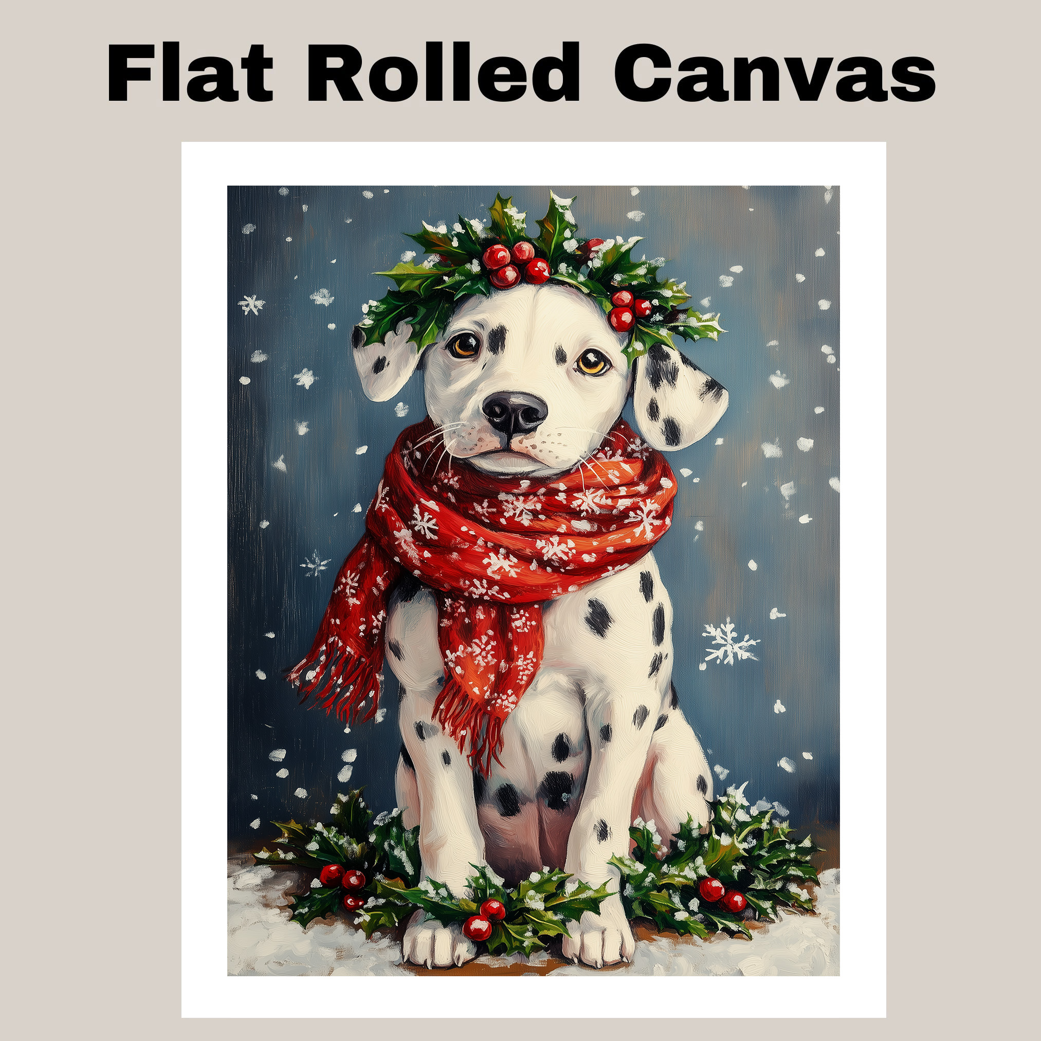 Dalmatian Christmas Wall Art Winter Snow Dog Canvas Holiday Puppy Lover Gift