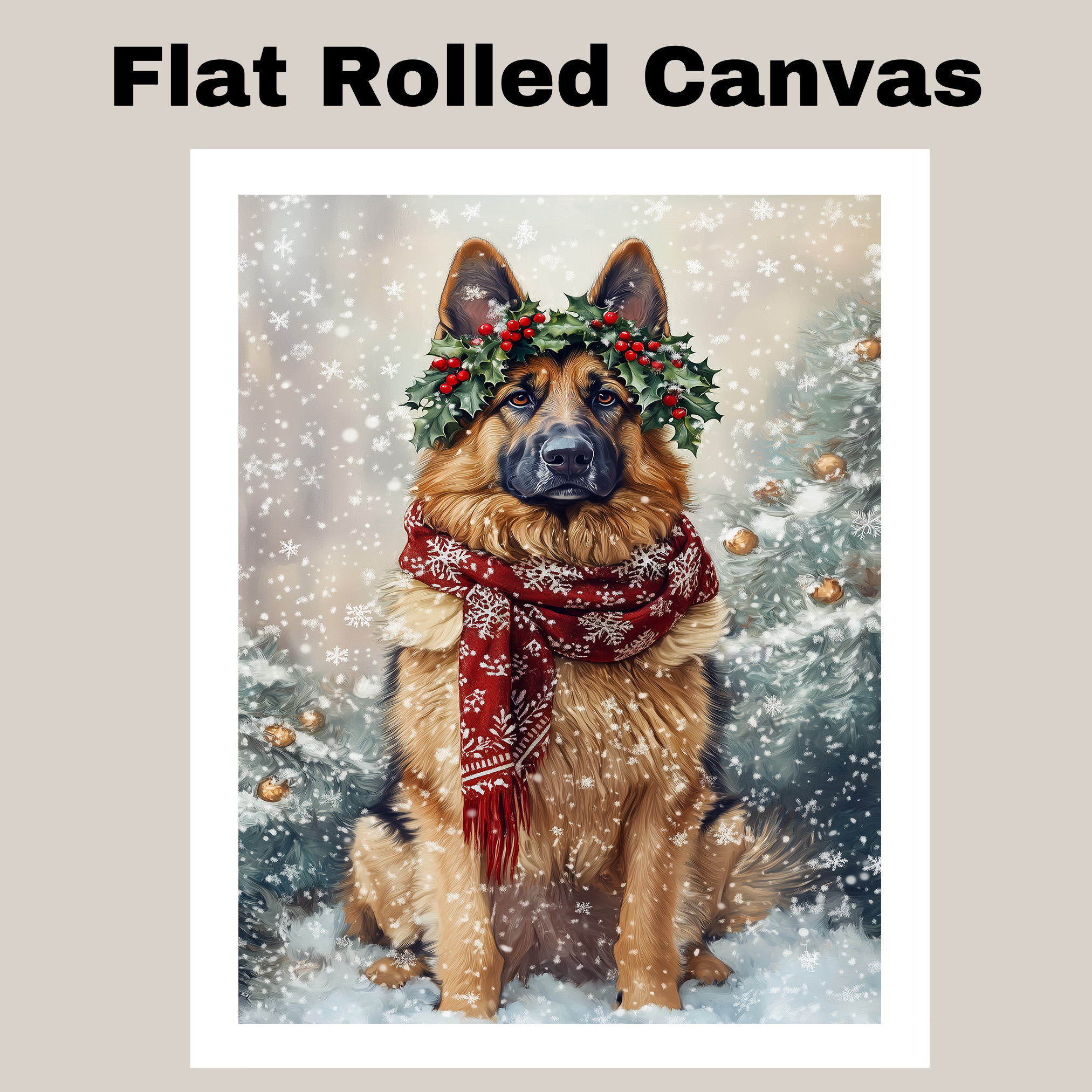 Christmas German Shepherd Wall Art Winter Snowy Xmas Holiday Dog Canvas Print