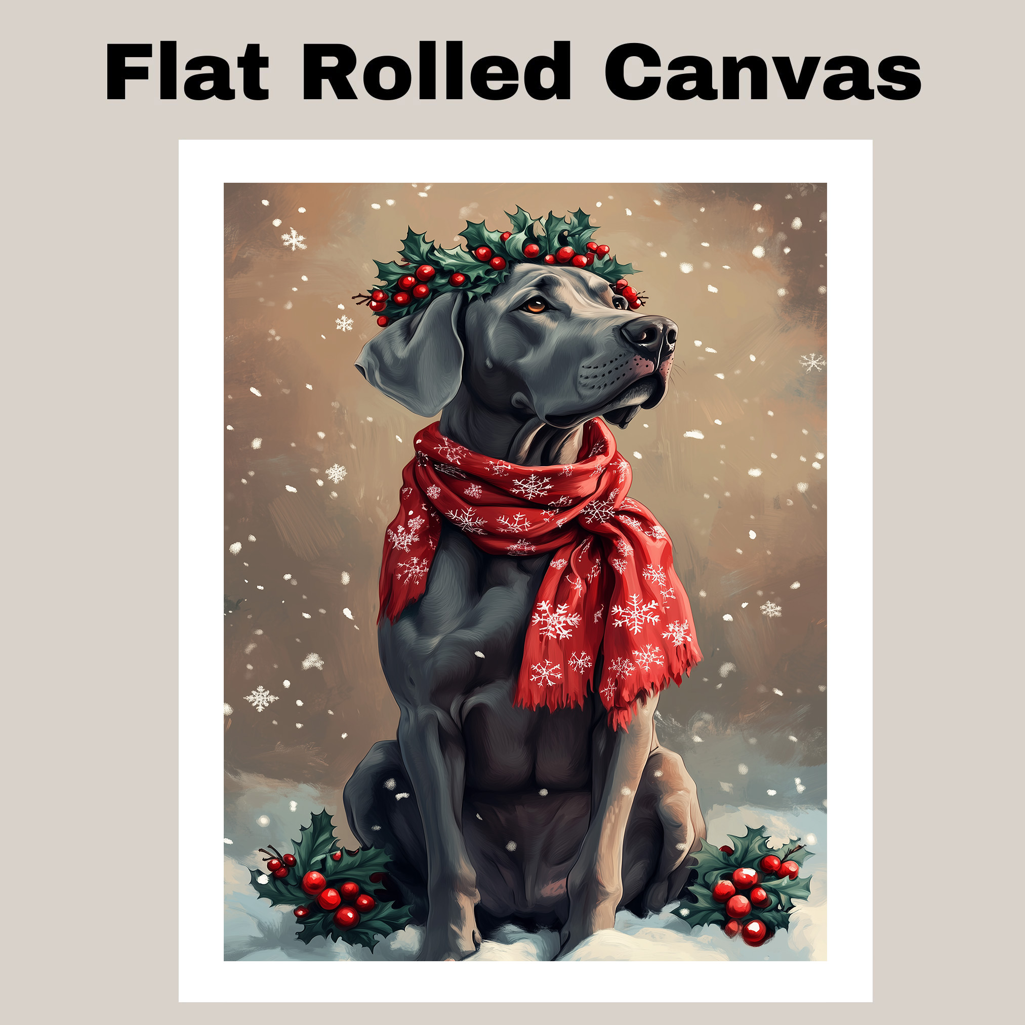 Christmas Snow Great Dane Dog Canvas Print Festive Winter Holiday Wall Decor