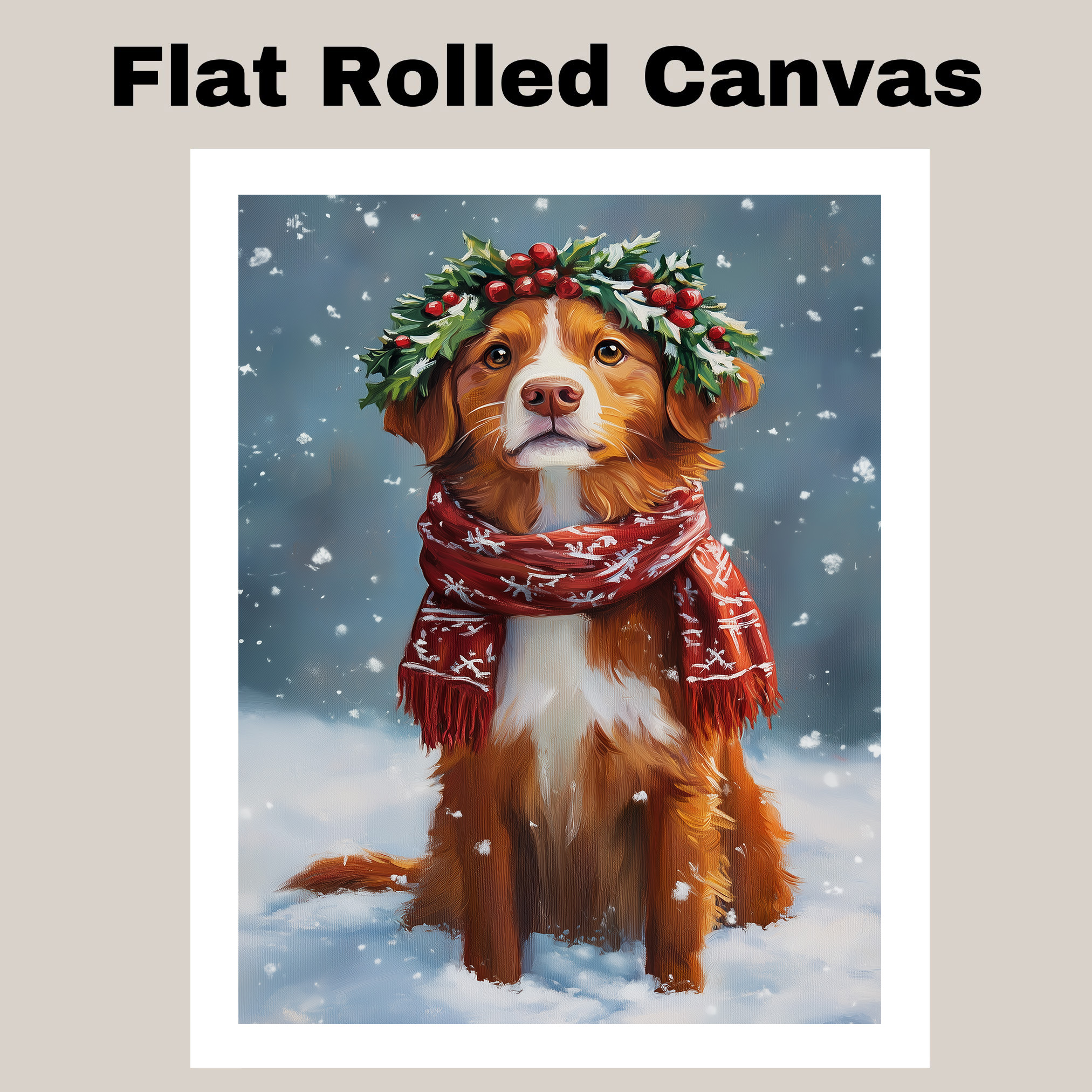 Christmas Nova Scotia Duck Tolling Retriever Canvas Wall Art Gift for Dog Lovers