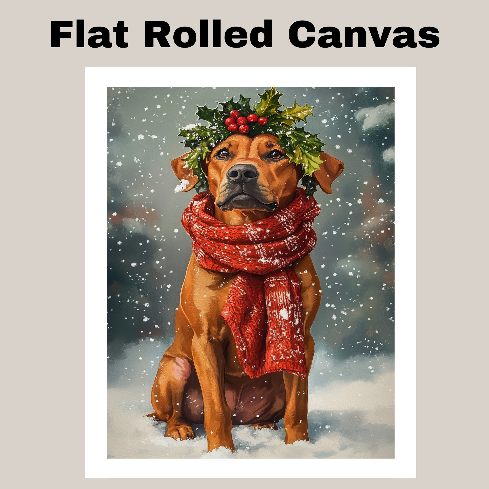 Rhodesian Ridgeback Christmas Dog Canvas for Festive Winter Holiday Home Decor