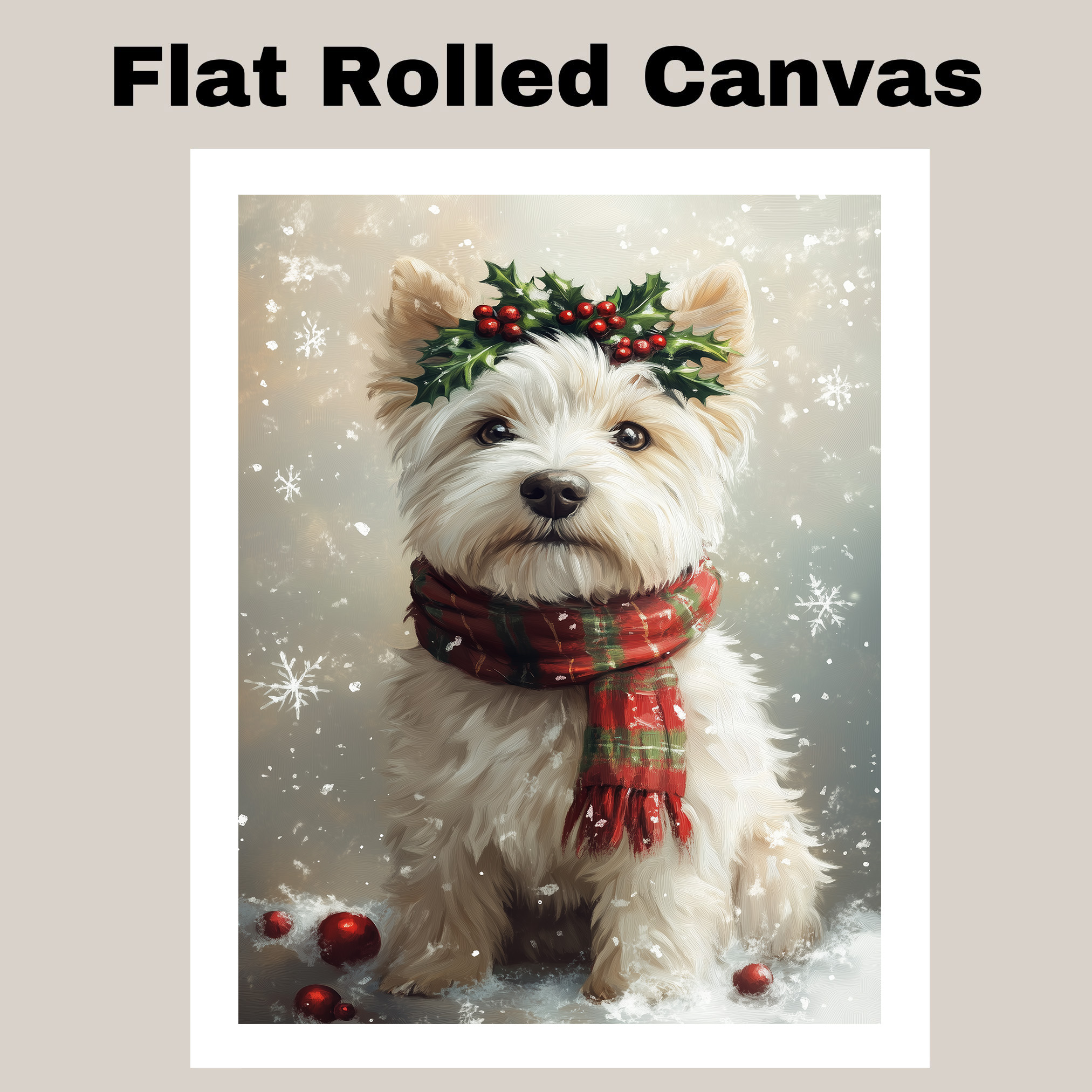 West Highland Terrier Christmas Wall Art Festive Holiday Westie Dog Canvas Gifts