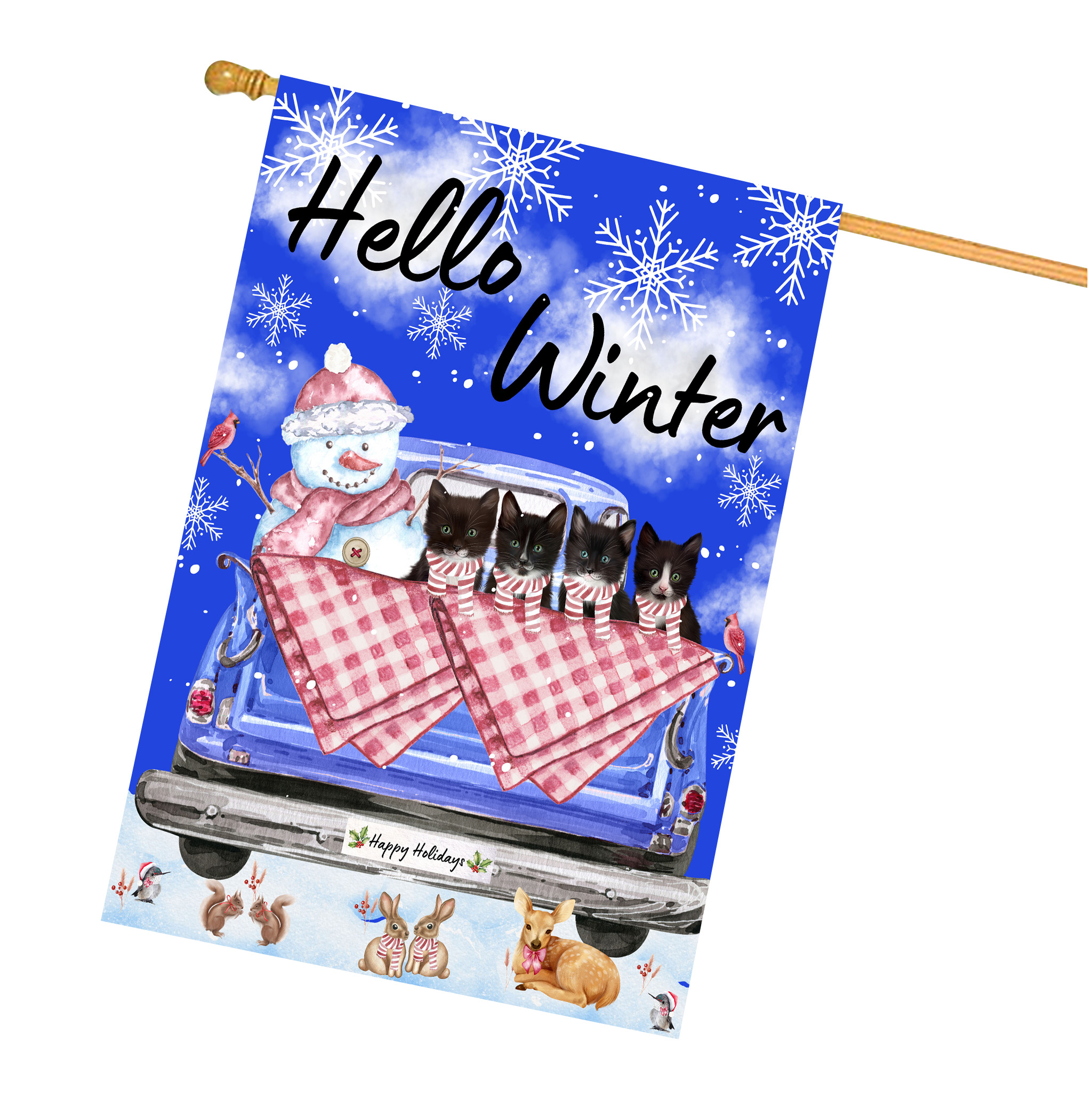 Tuxedo Cat House Flag Christmas Double Sided 28"x40" Many Designs NWT NEW - Picture 57 of 58