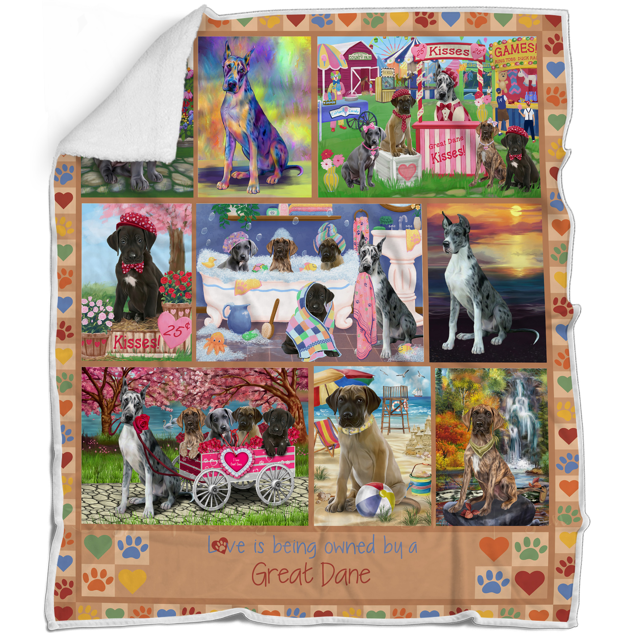 Great Dane Dog Blanket Personalized Throw Woven Fleece Sherpa Many Designs NWT - Picture 21 of 33