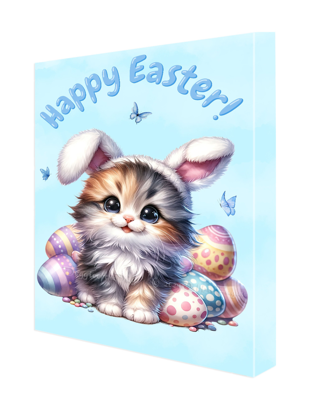 Easter Egg Cat with Bunny Ears Canvas Wall Art .75″ Personalized Pet Portrait