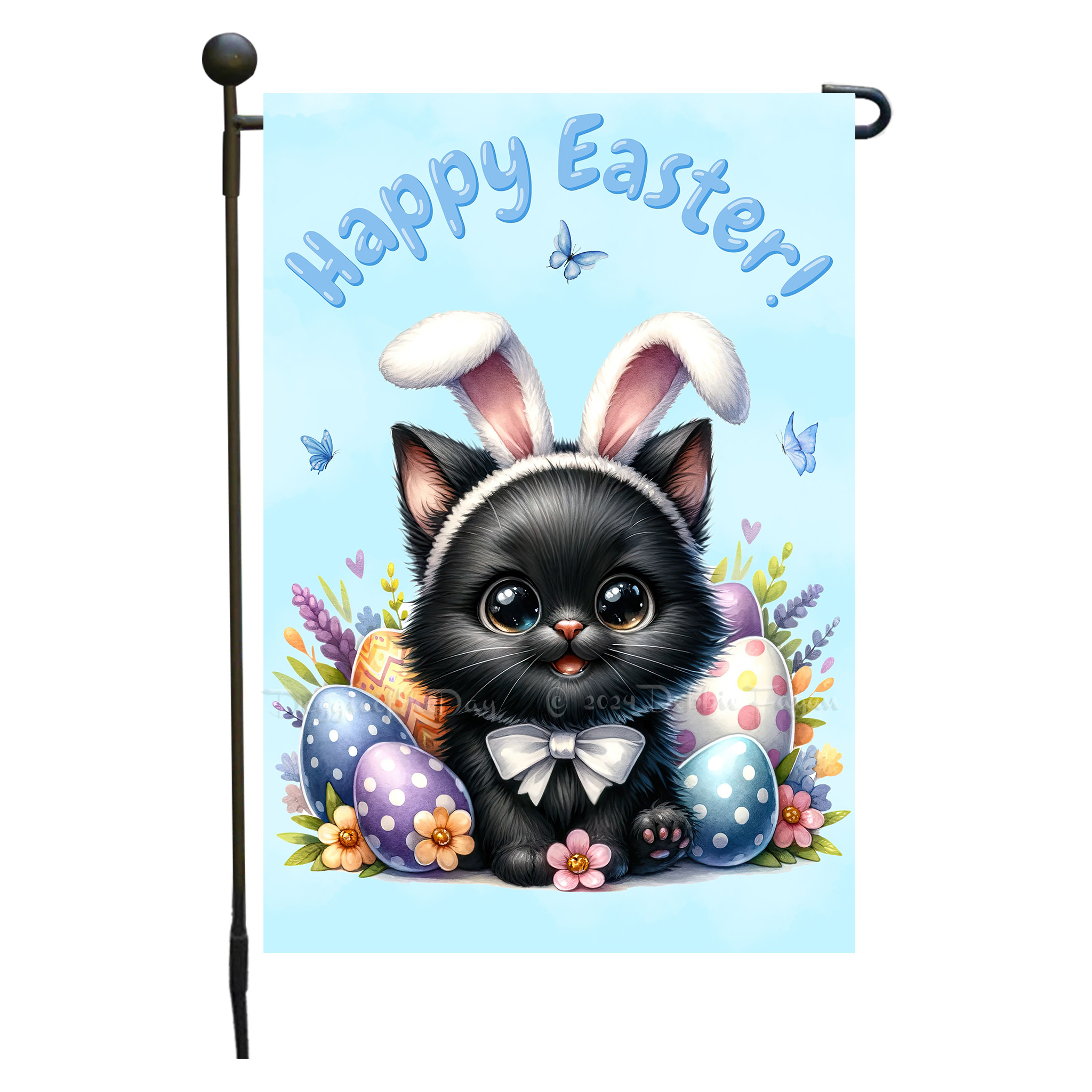 Happy Easter Egg Hunt Garden Flag Cats Lawn Patio Decor 12.5x18 NWT - Picture 20 of 58